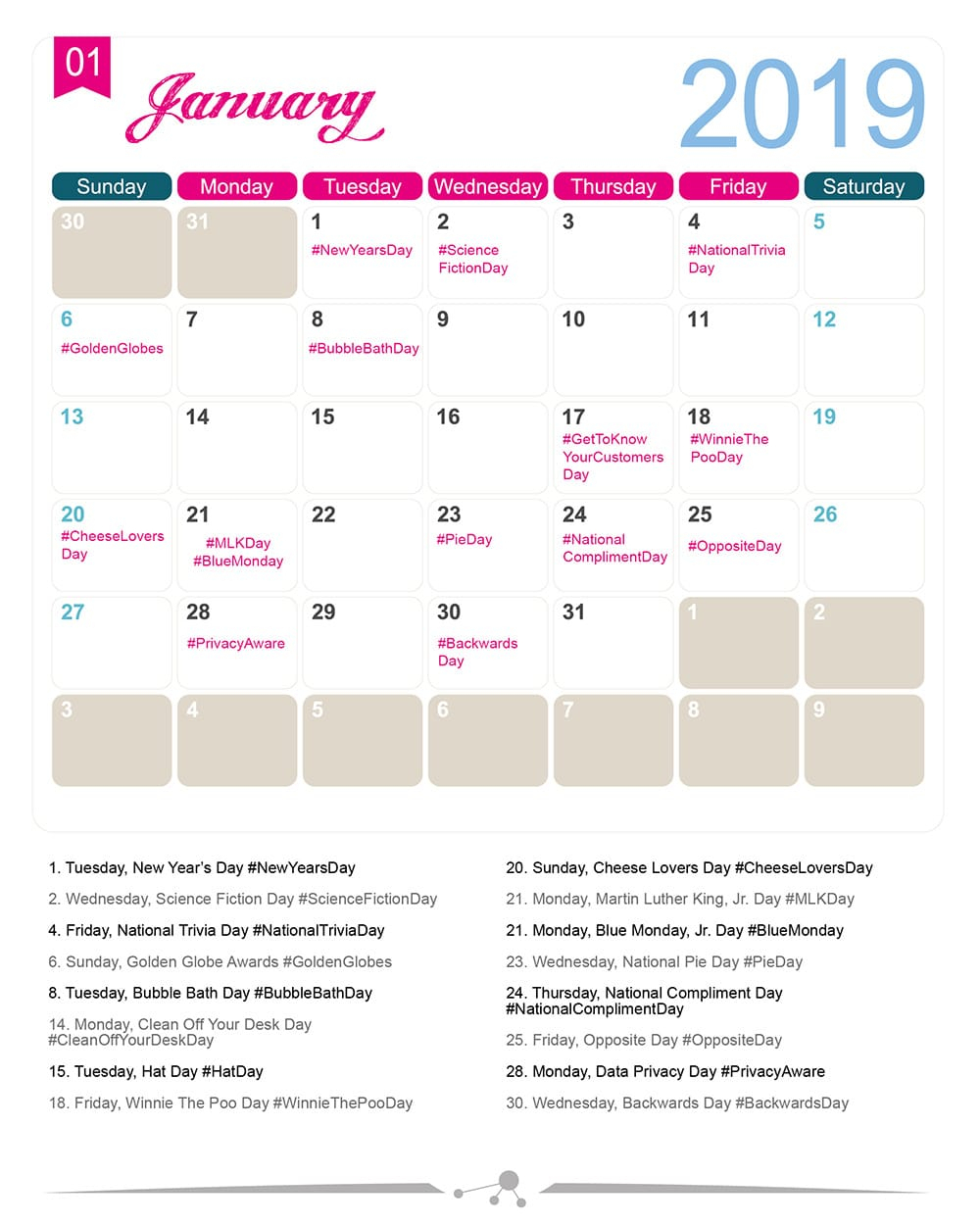 The 2019 Social Media Holiday Calendar - Make A Website Hub