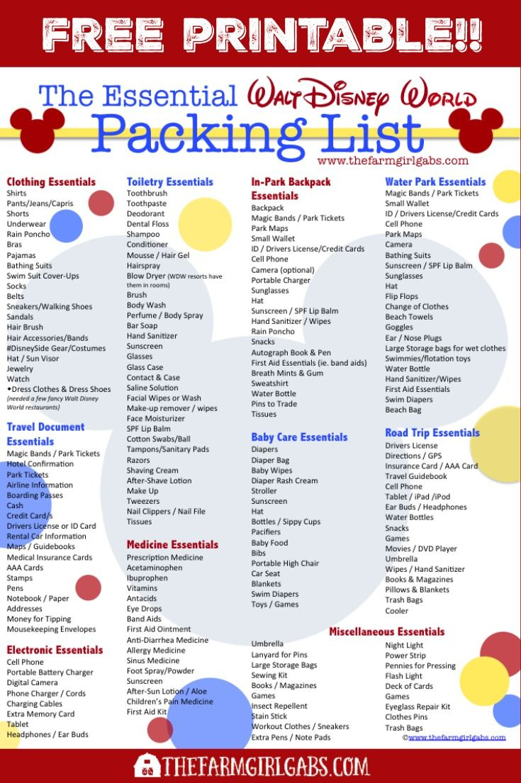 The Essential Walt Disney World Packing List | Disney