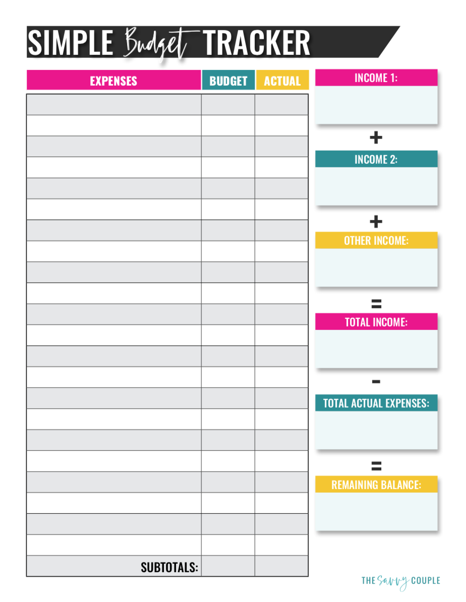 free monthly budget template