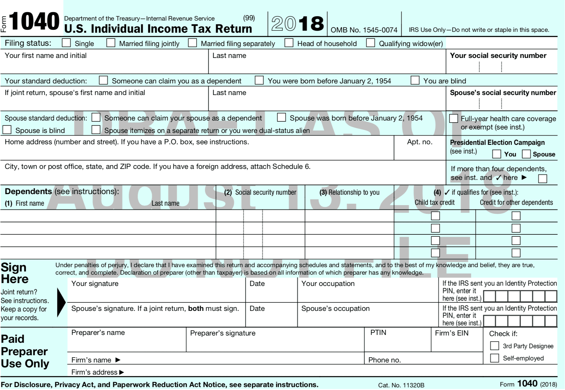 The New 2018 Form 1040