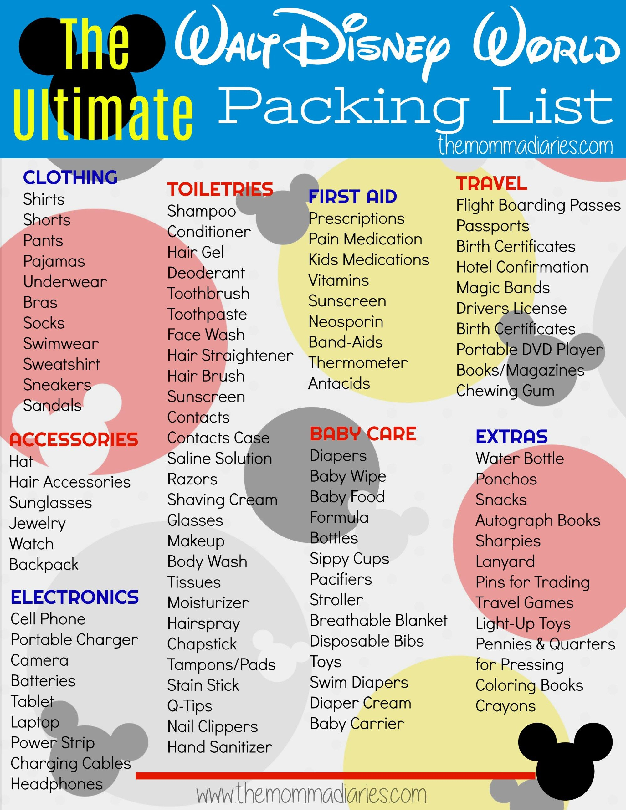 The Ultimate Disney Packing List + Free Printable | Disney