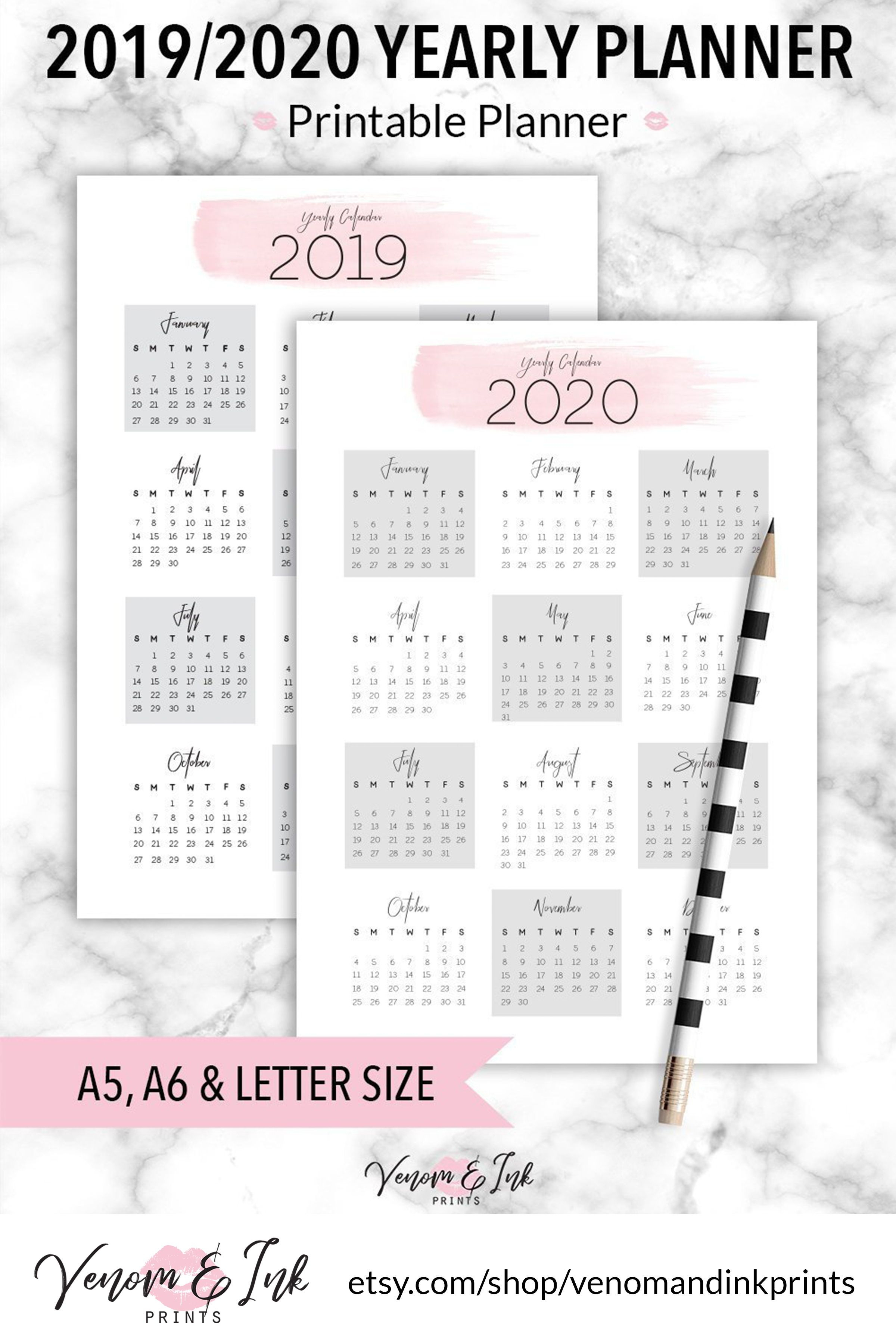 This Yearly 2019 To 2020 Planner Printable Features