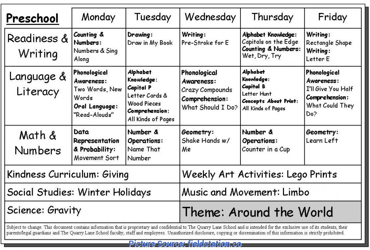 Top Lesson Plan Example For Preschool Weekly Lesson Plan For