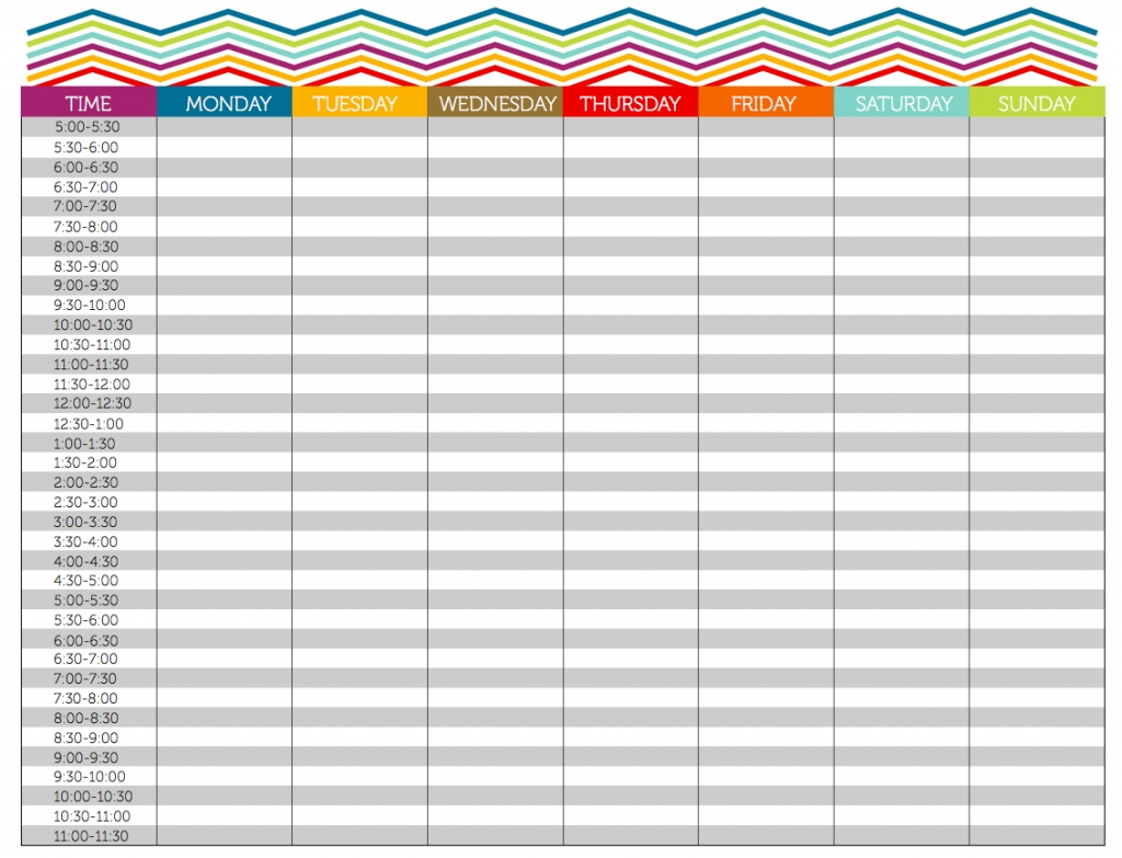 15 Minute Increment Weekly Schedule Template