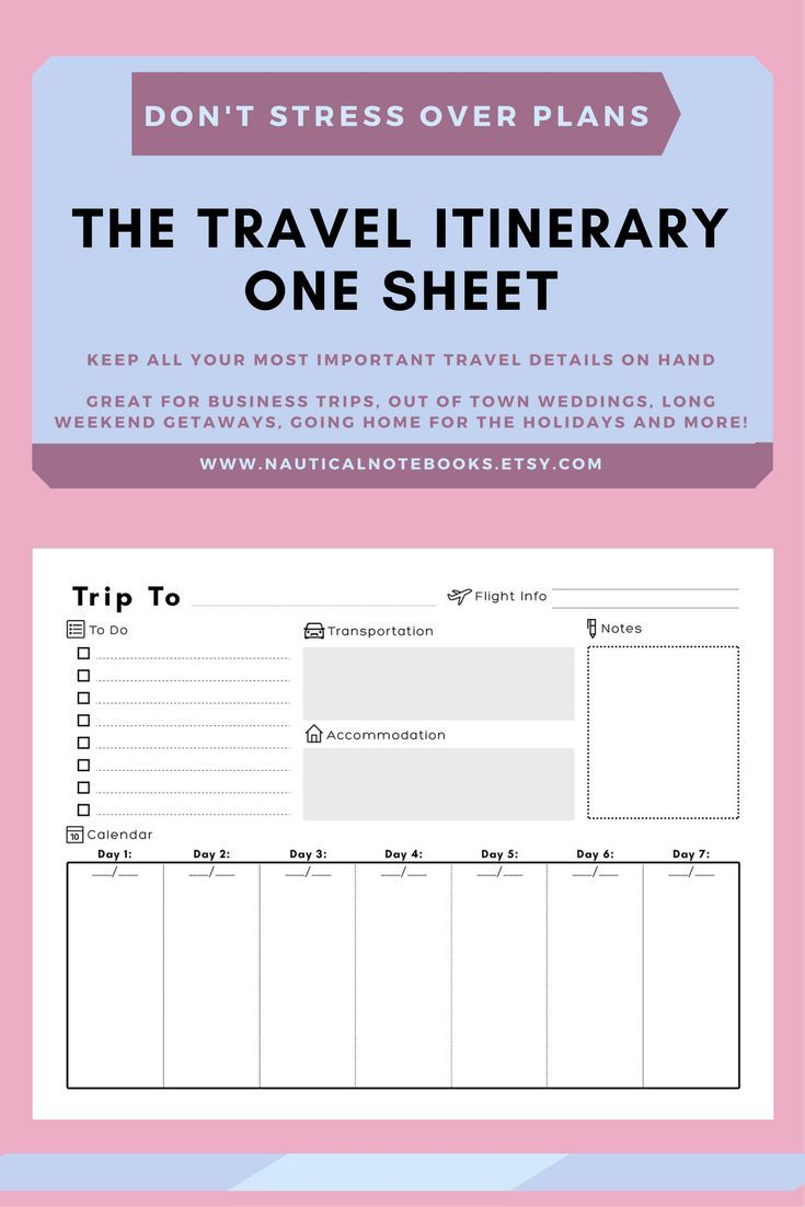 Travel Itinerary Template | Family Travel Planner