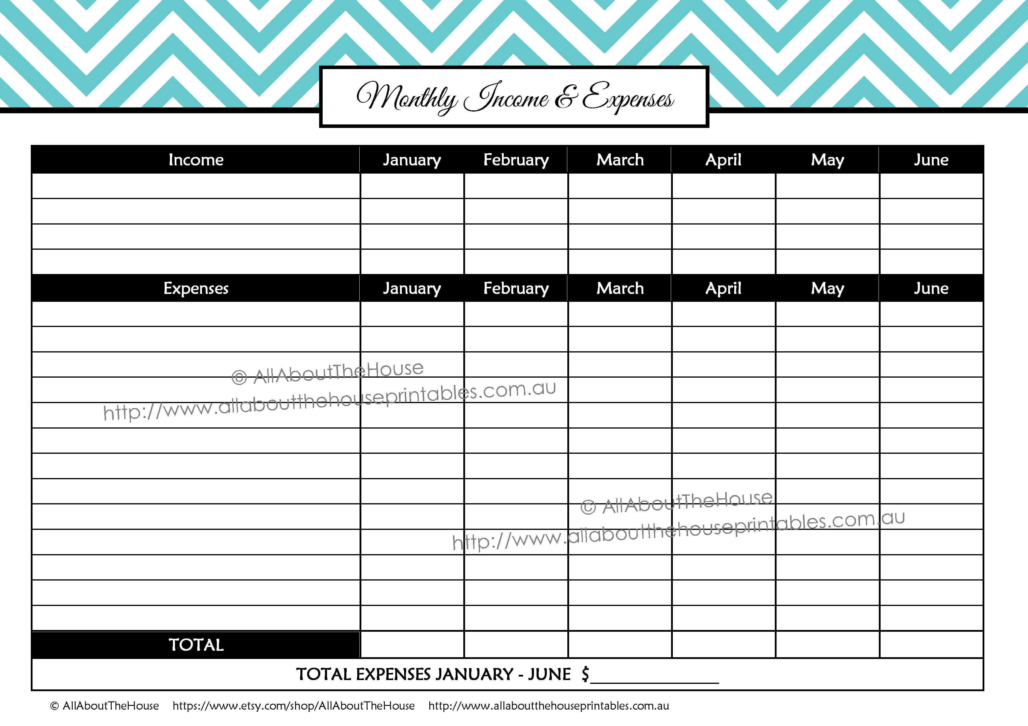 Upcoming Expenses | Allaboutthehouse Printables