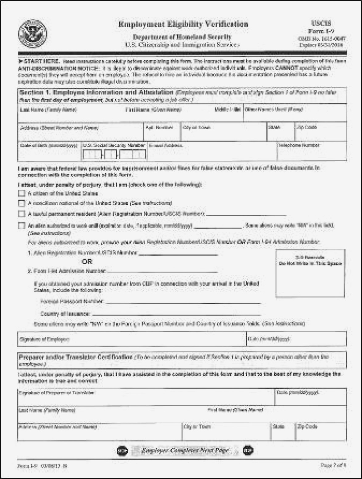 Updated I 9 Form Income Tax I-9 2019 Instructions September