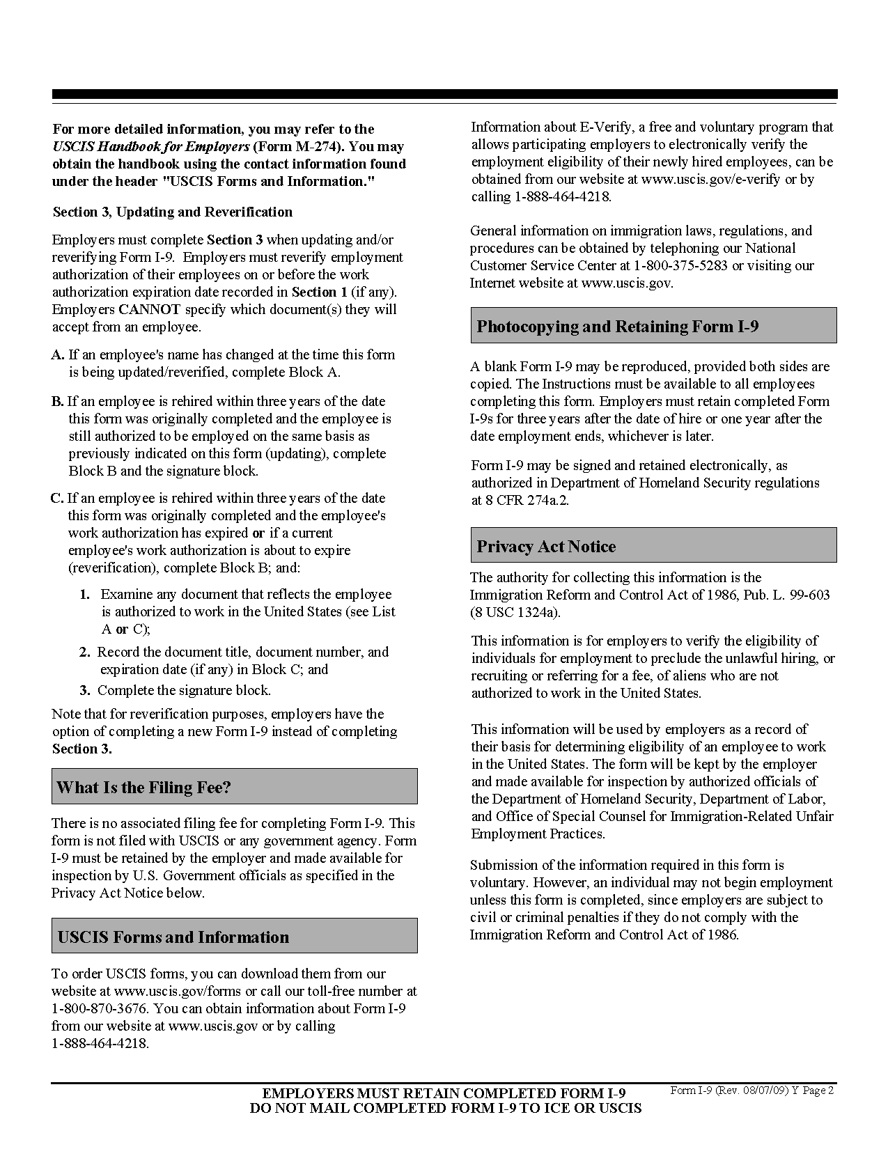 Updated I 9 Form Income Tax I-9 2019 Instructions September