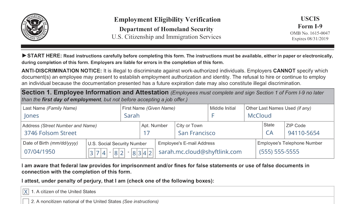 Uscis Form I9 Form 2025 Ashly Camille