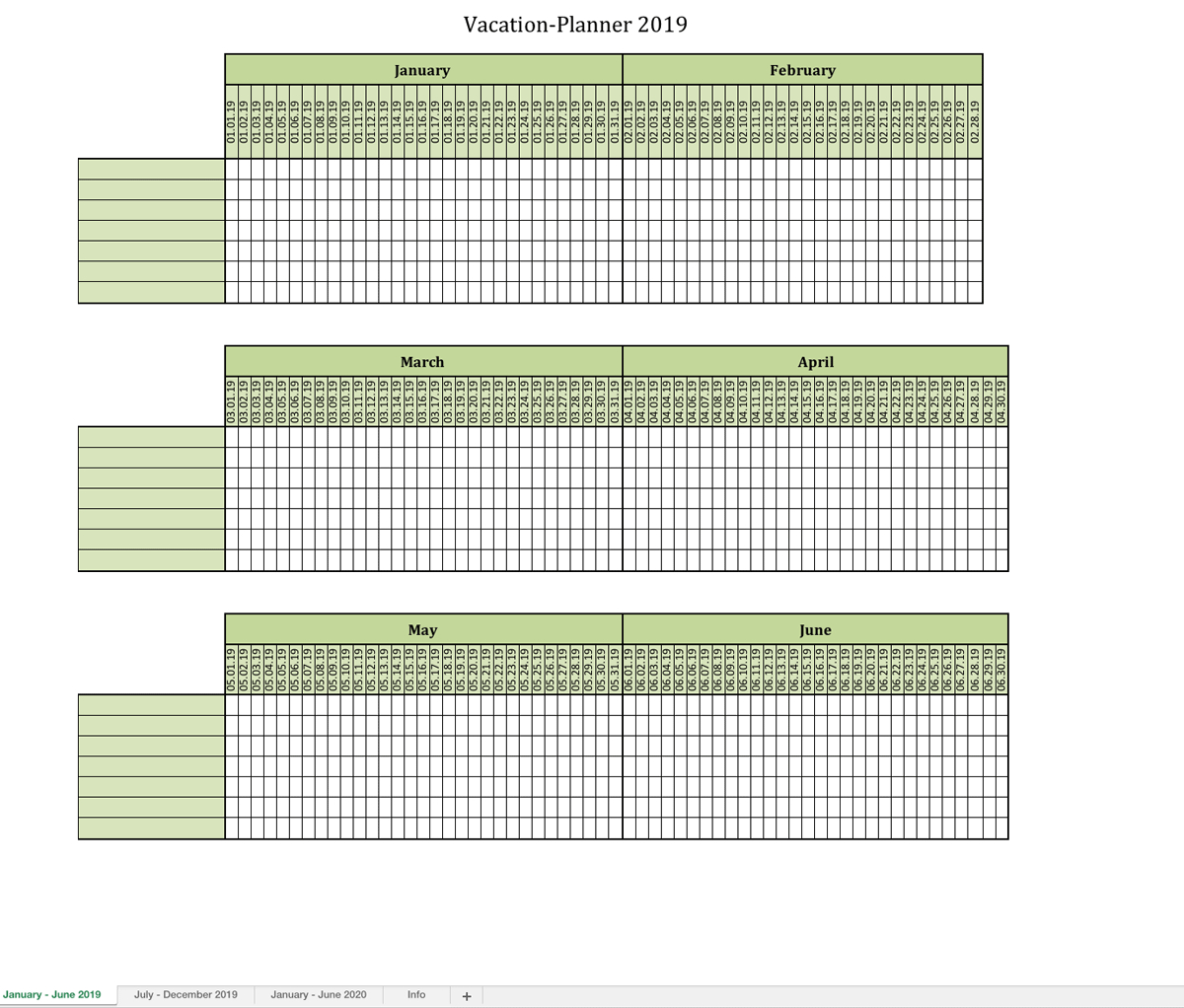 2020 Employee Vacation Planner Template