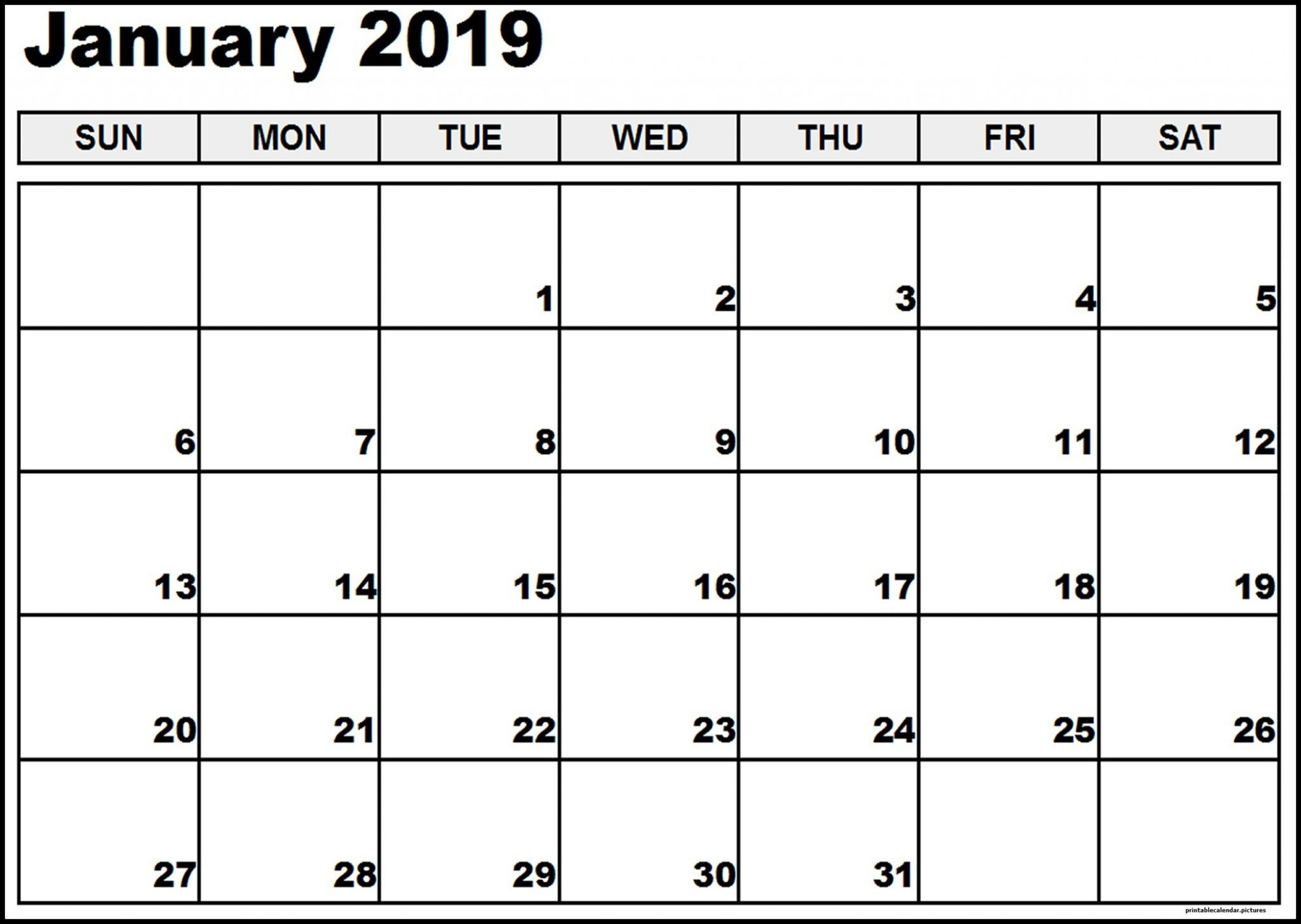 Vertex January Calendar 2019 Printable | January 2019