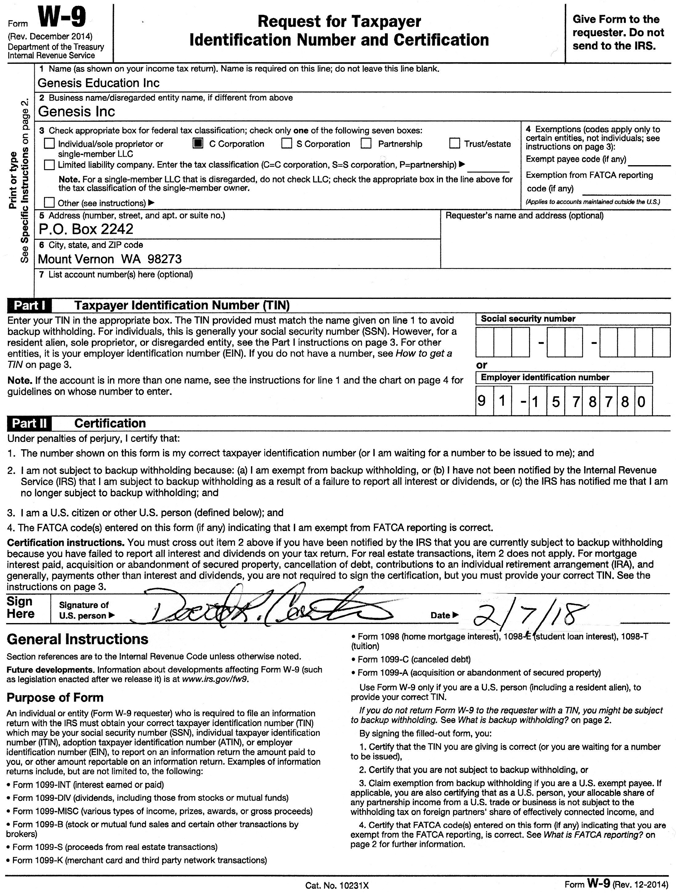 W 9 Form 2020 Printable Irs Example Calendar Printable 8574