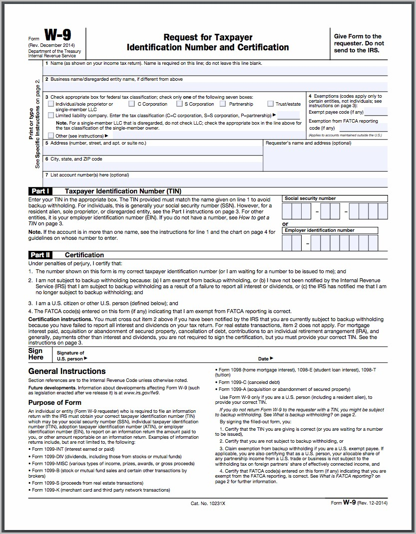 Printable Blank W 9 Forms Pdf Example Calendar Printable