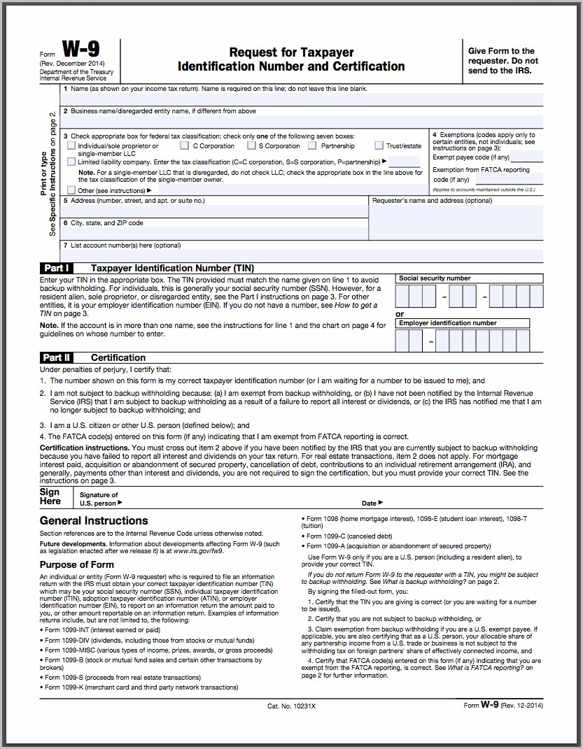 W 9 Form 2016 Pdf Fillable | Pearlharborhero