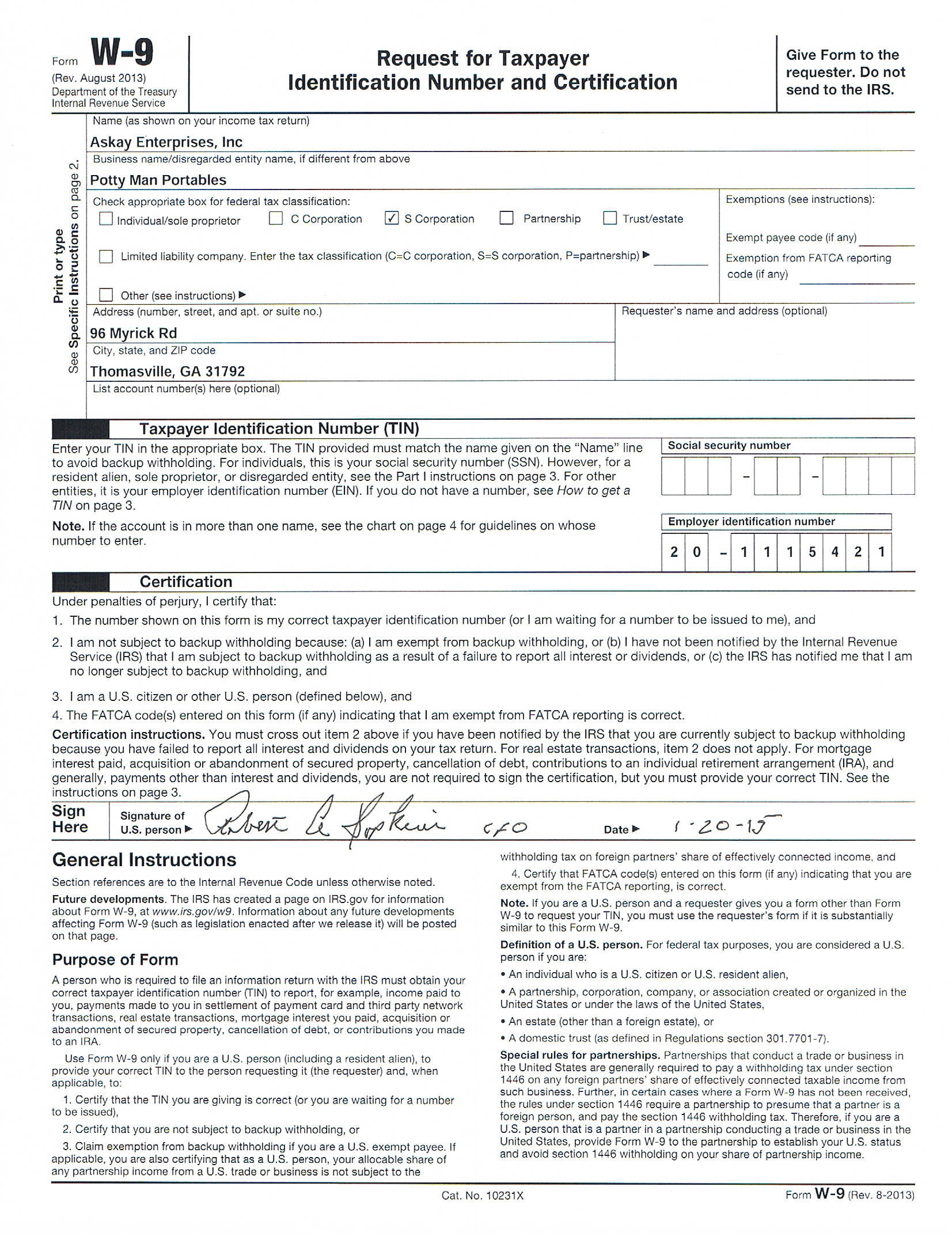 irs w9 form