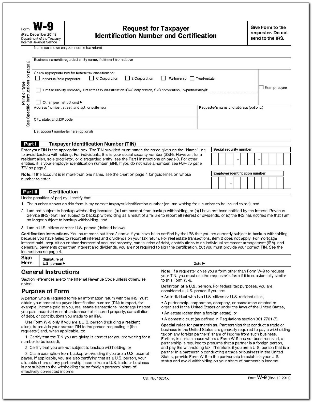 W 9 Tax Form Irs Downloadable Resume Examples R9Lpznnmlb