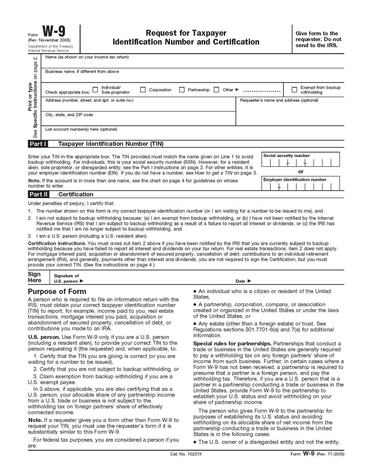 W9 Tax Exempt Form Is A And The Same W 9 Sales Vs Irs