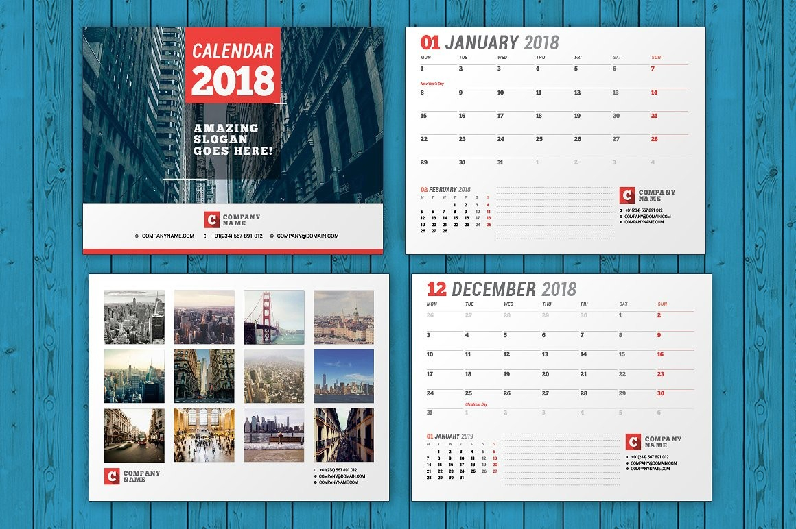 Wall Calendar 2018 Wc037 1 Within Calendar Template Indesign