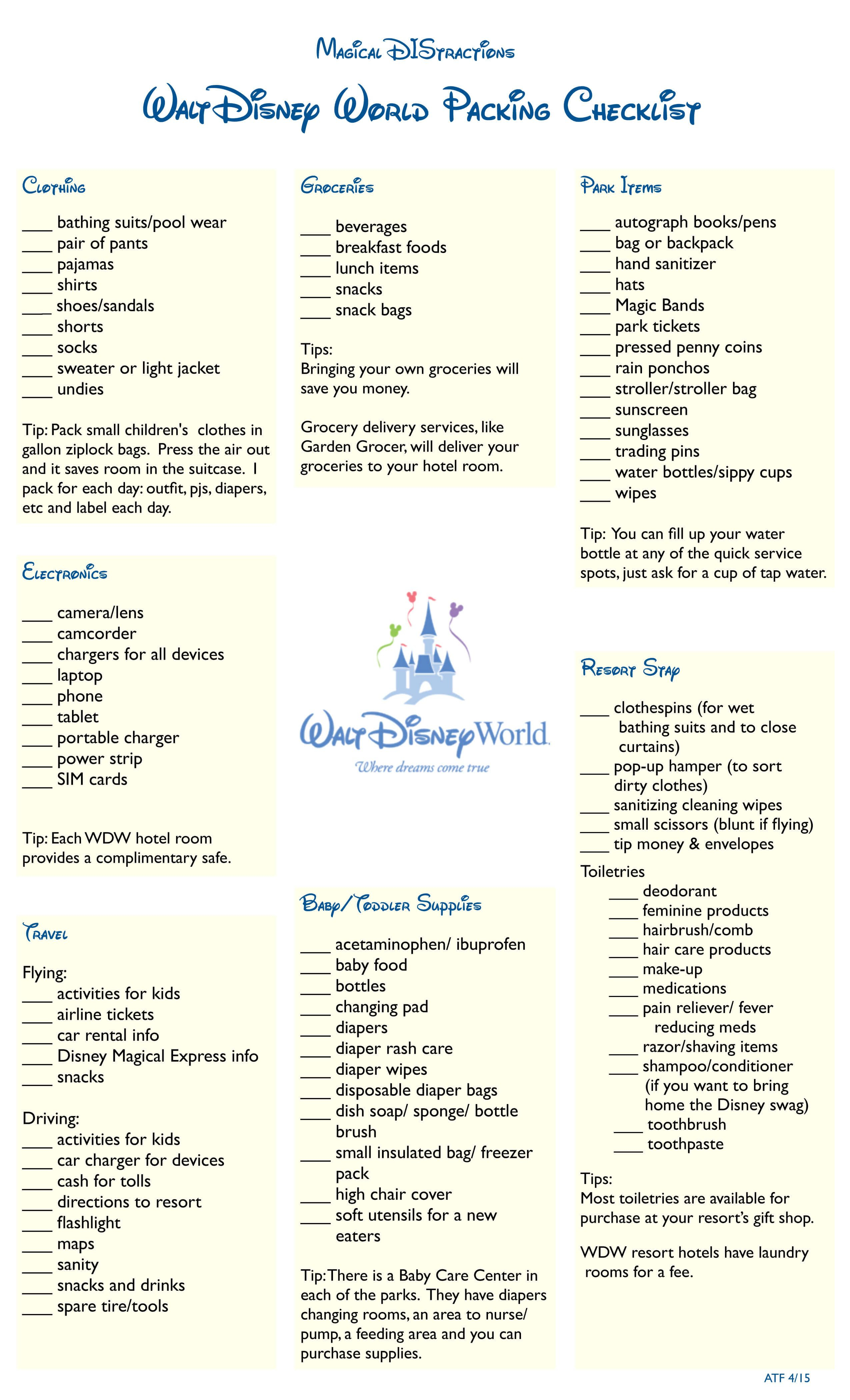 Walt Disney World Packing Checklist | Disney Vaca 2018