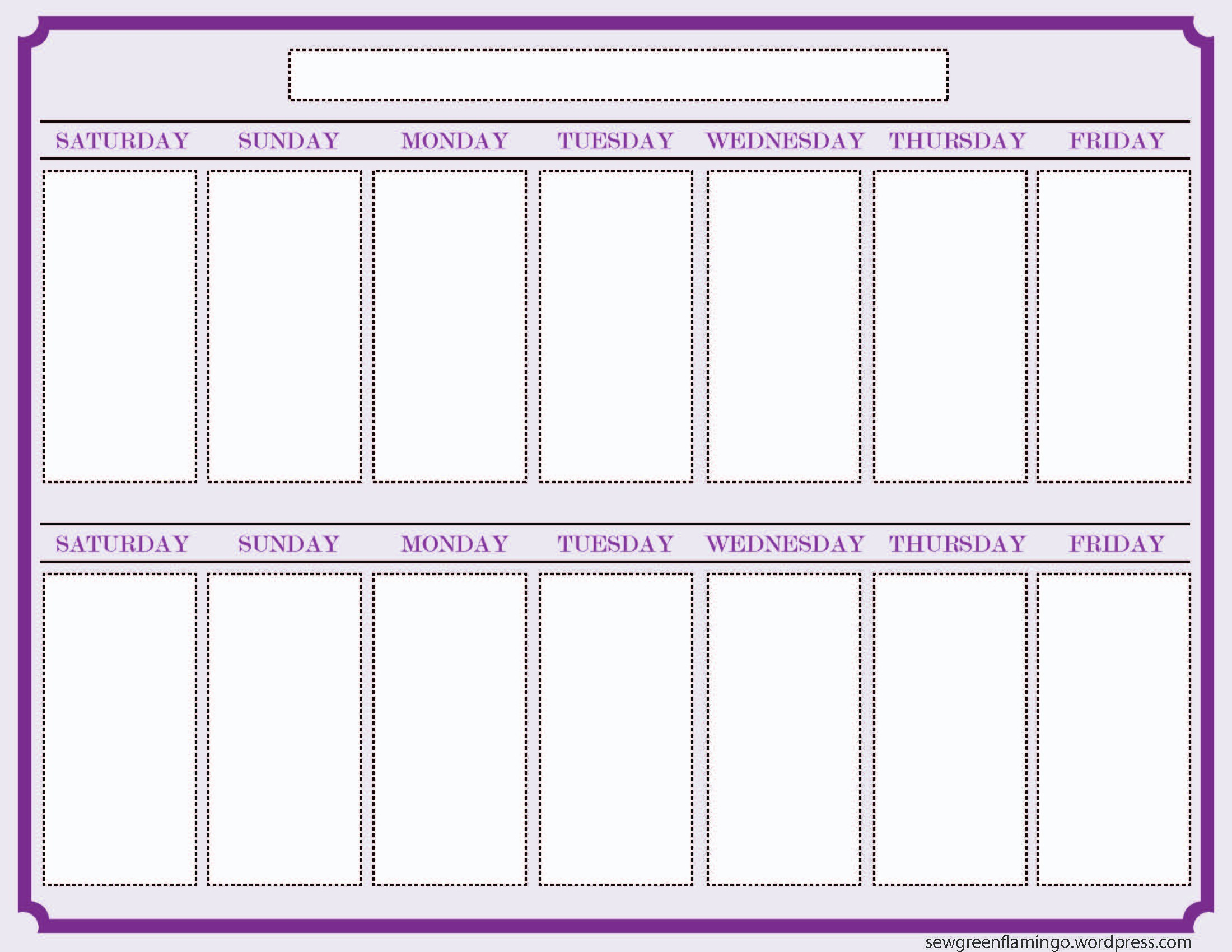 2 Week Schedule Template Printable Example Calendar Printable