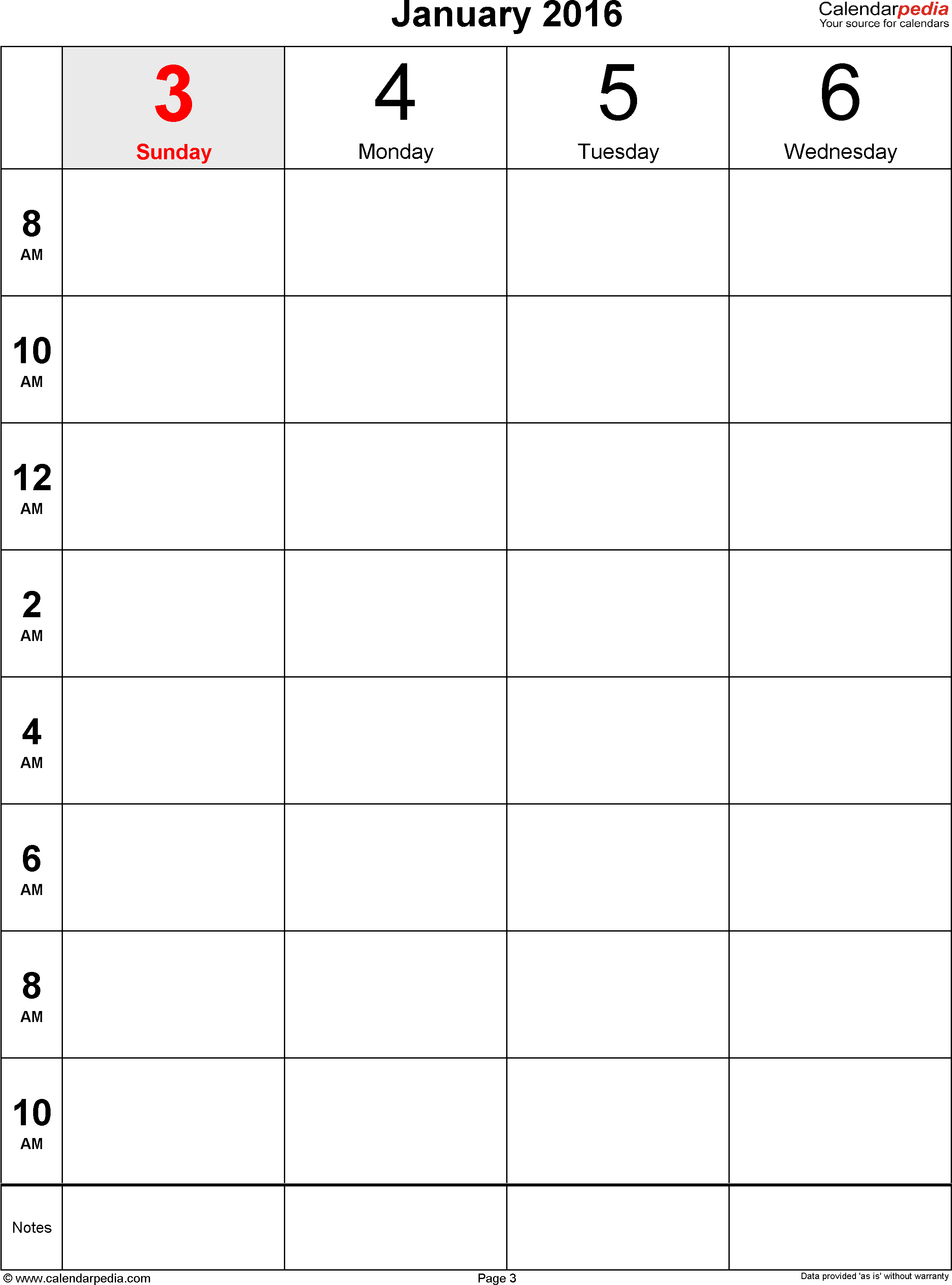 Weekly Calendar 2016 For Excel - 12 Free Printable Templates