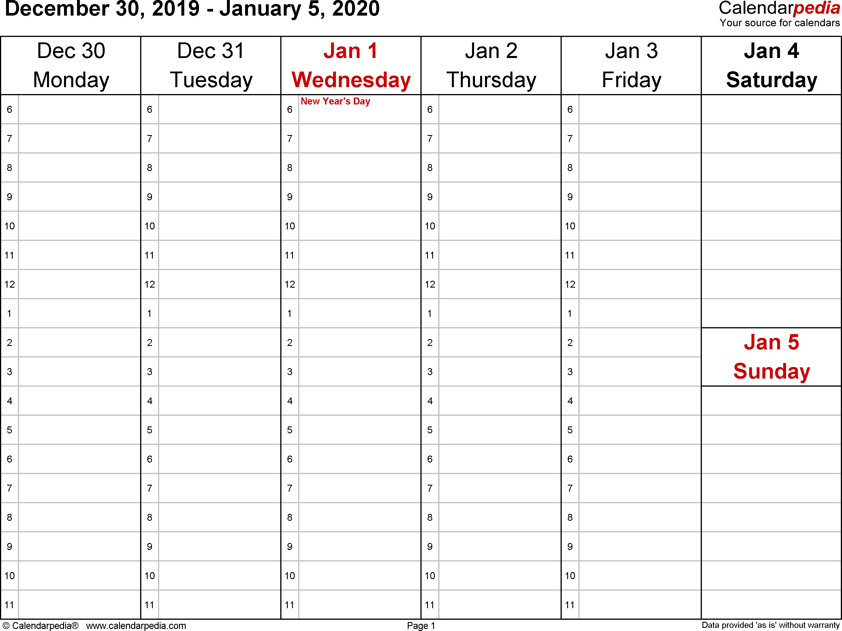 Weekly Calendar 2020 For Word - 12 Free Printable Templates