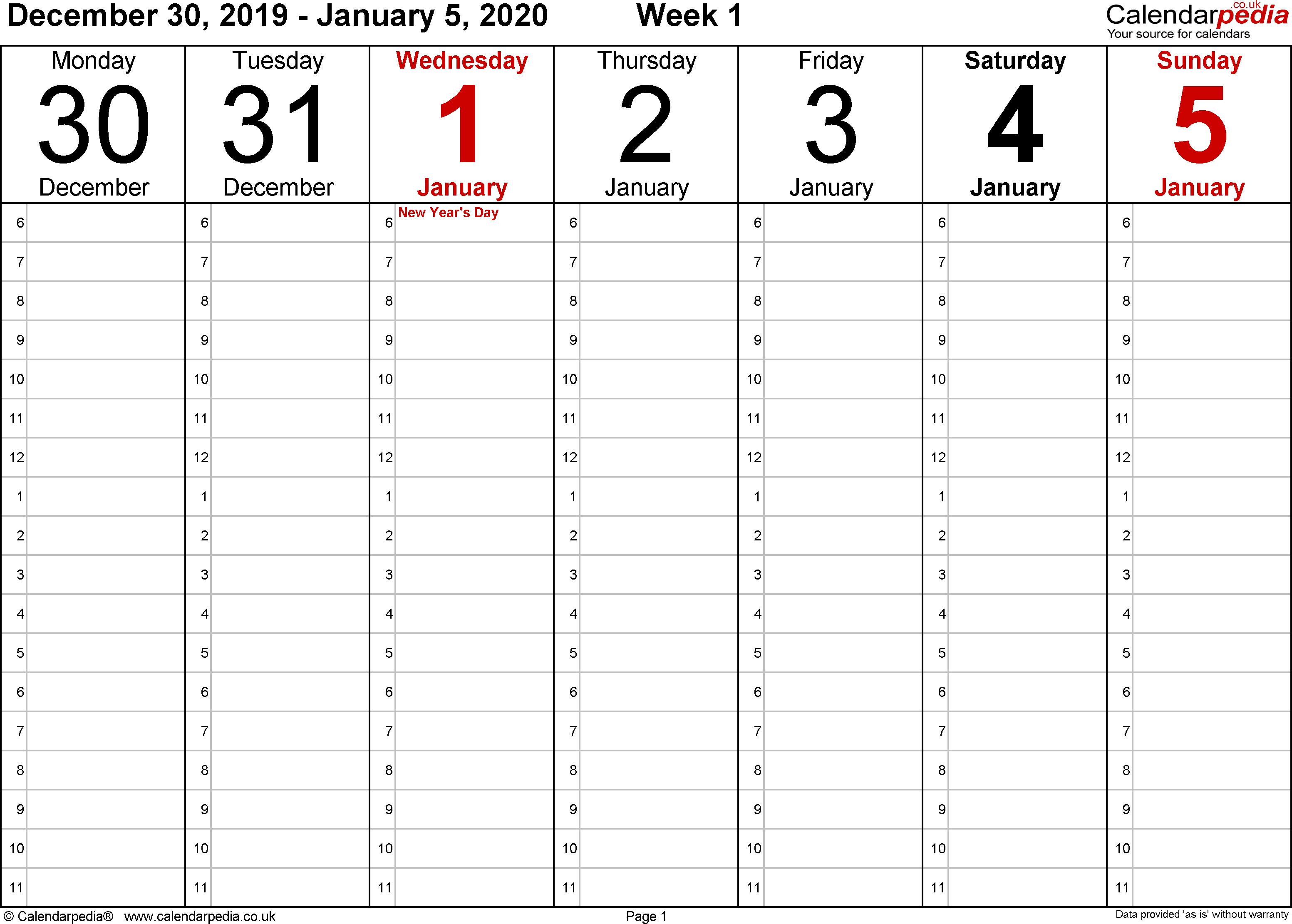 Weekly Calendar 2020 Uk - Free Printable Templates For Pdf