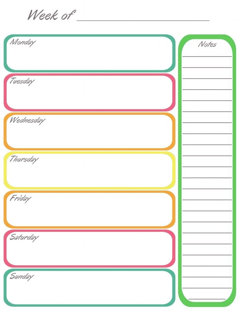 One Week Calendar Printable Blank | Example Calendar Printable