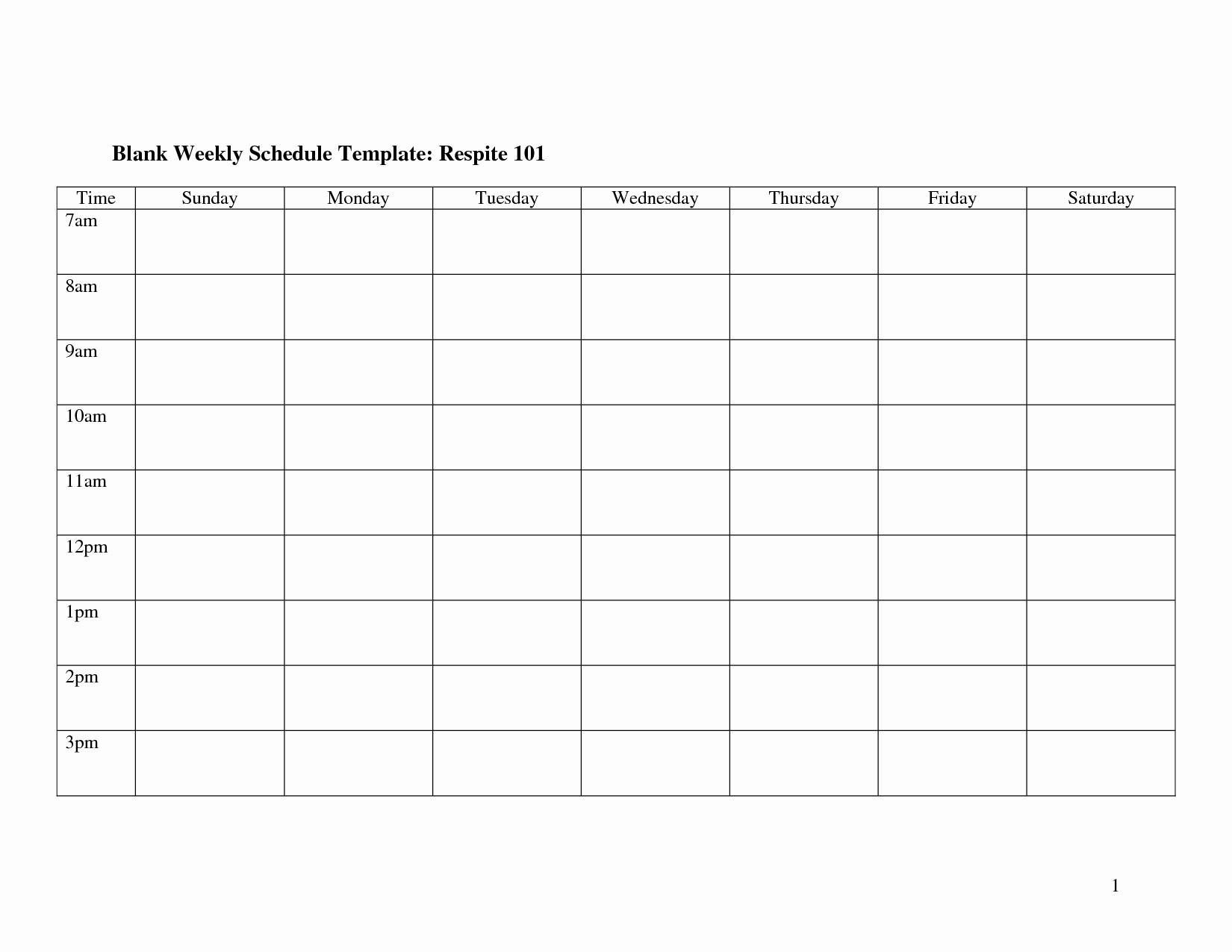 printable monday through friday schedule example