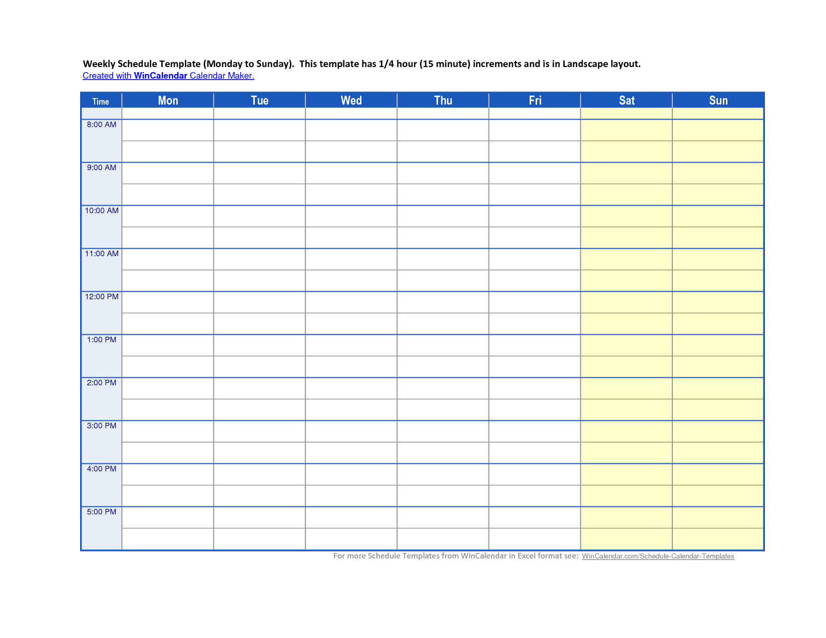 Weekly Dar Template Excel Schedule Maker Printable Bi
