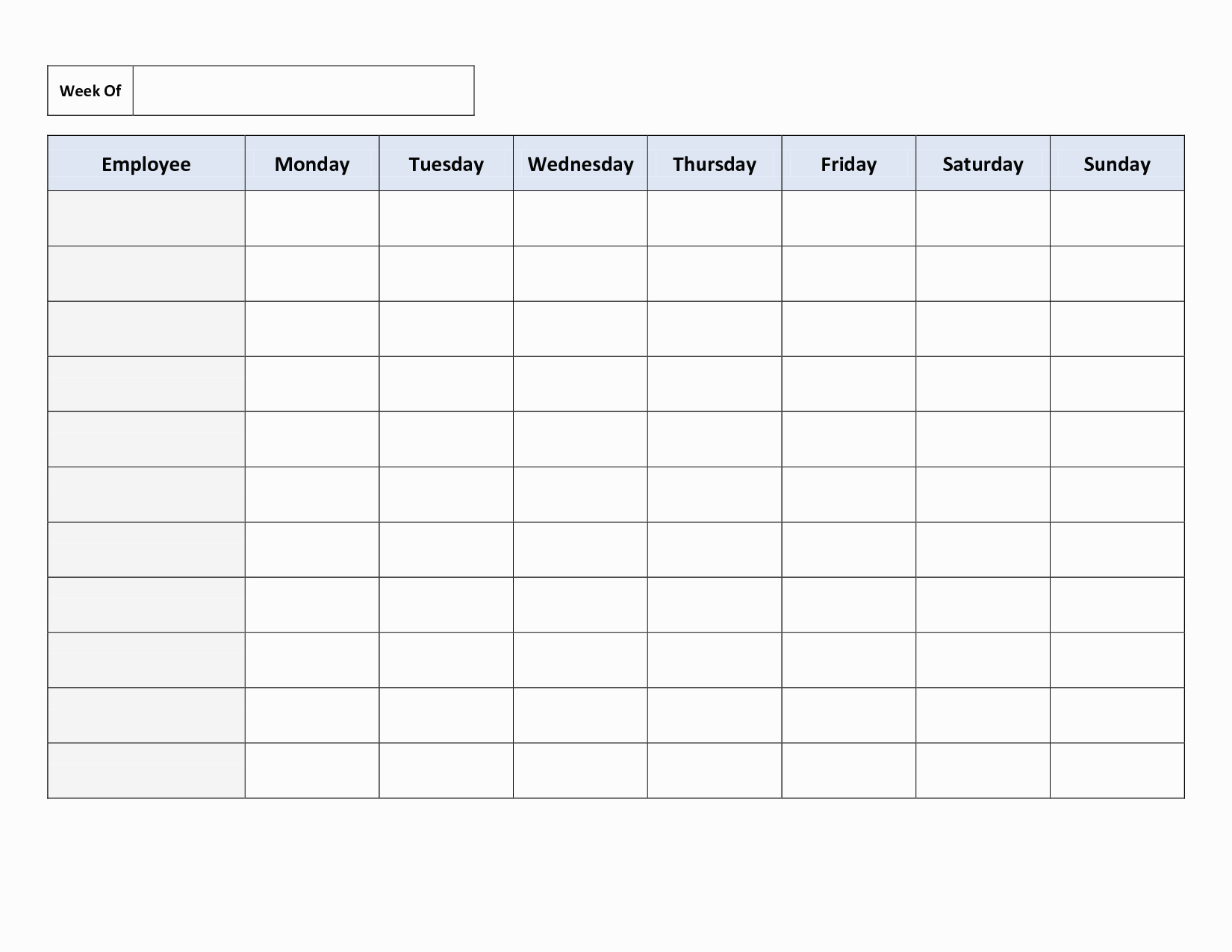 work schedule template free