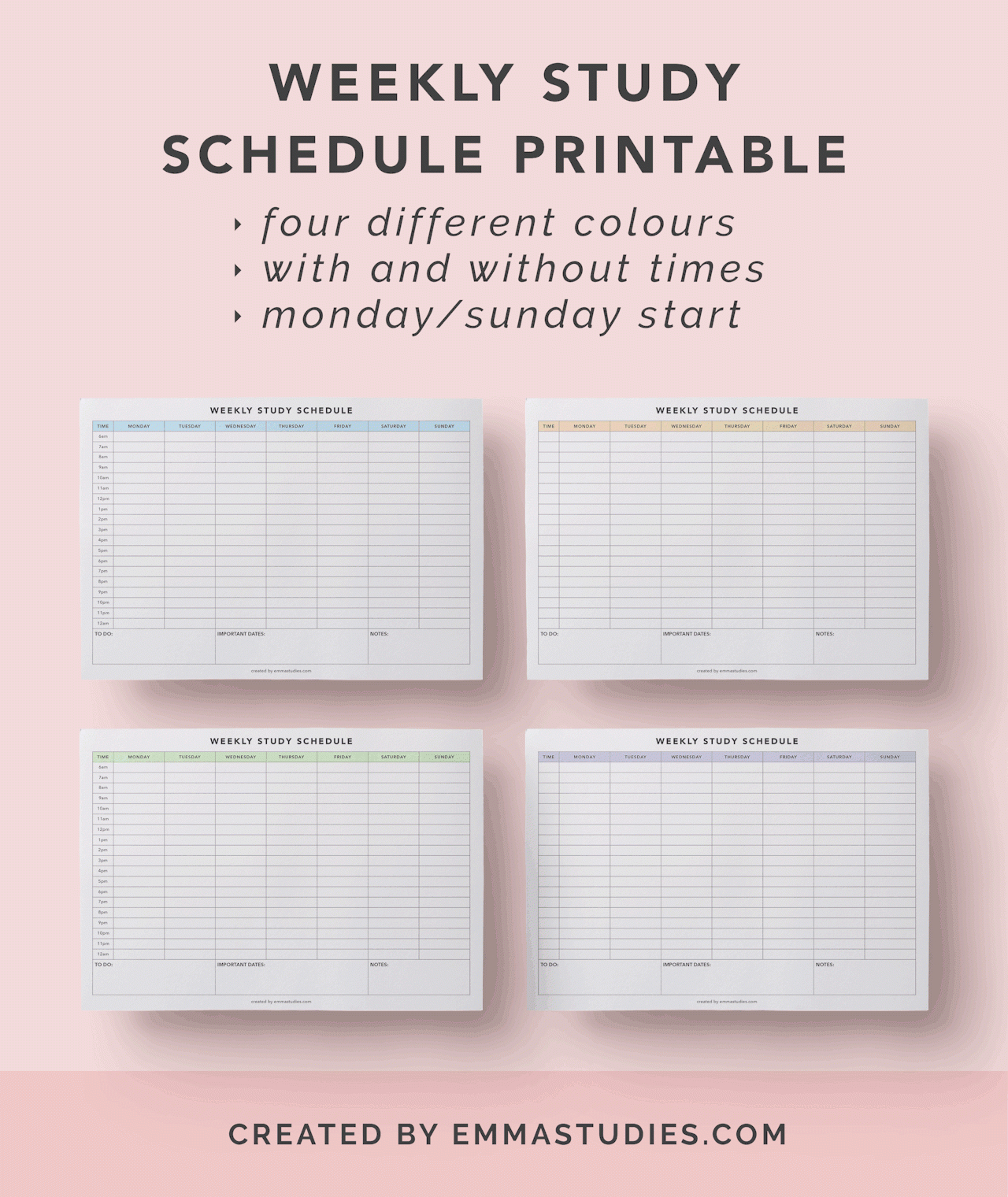 Weekly Study Schedule Printableafter Releasing My Monthly