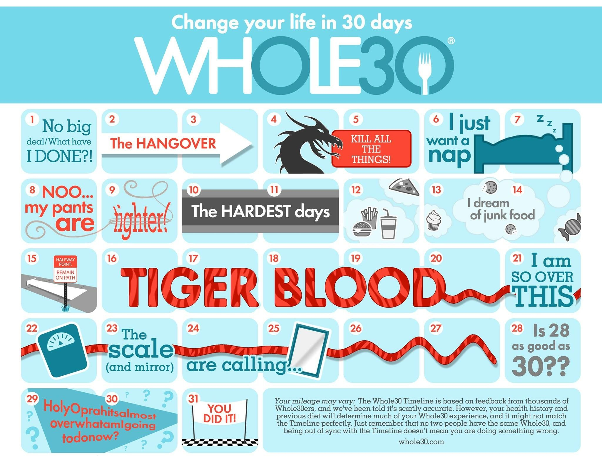 Whole 30 Calendar: What To Expect Dayday | Whole 30