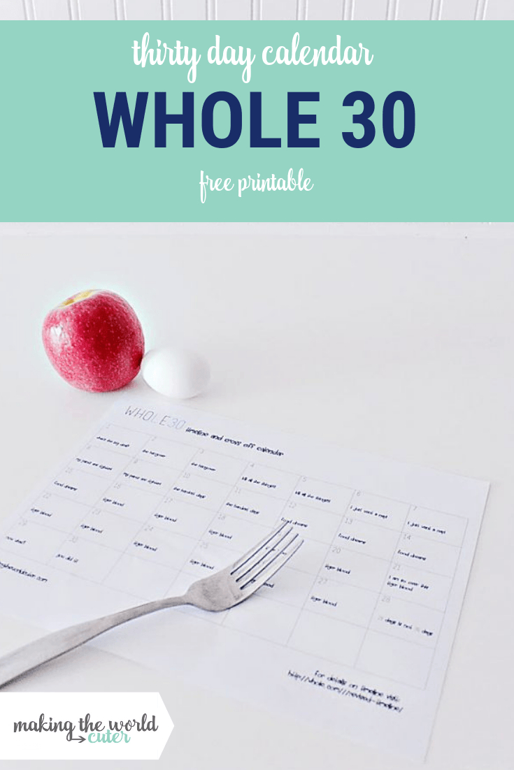 Whole 30 Timeline Calendar