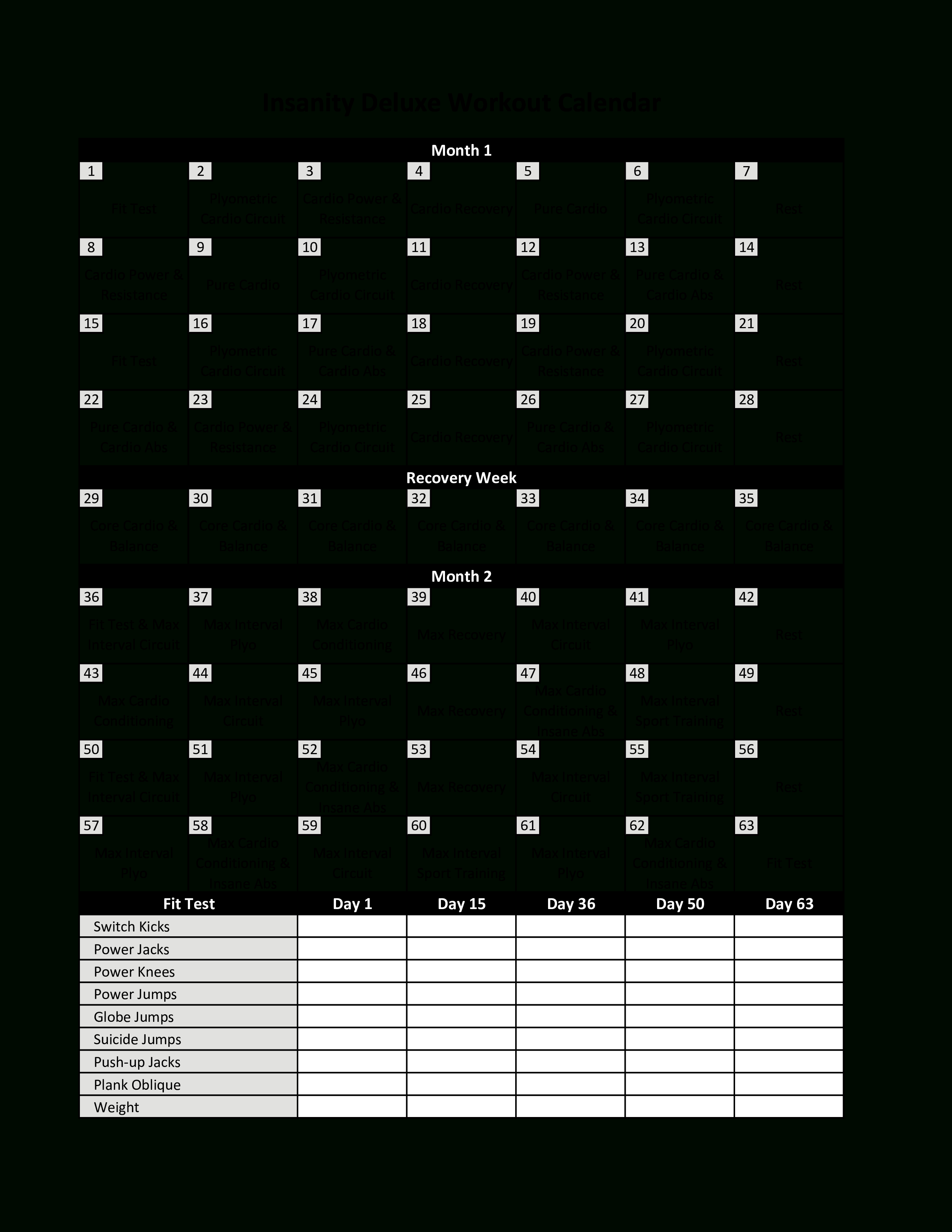 insanity calendar print out example calendar printable