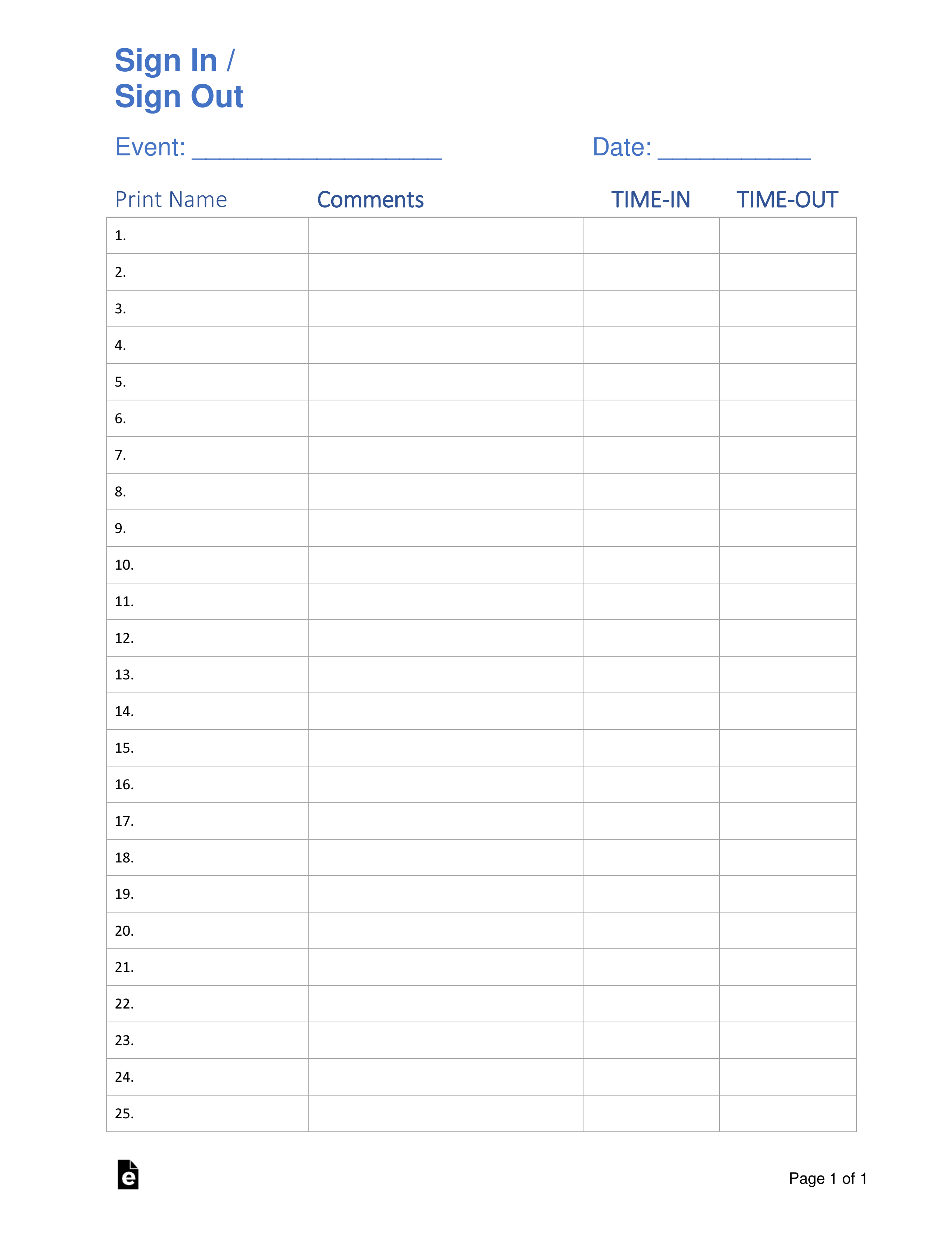 003 Free Employee Sign In Sheet Template Excel Ideas