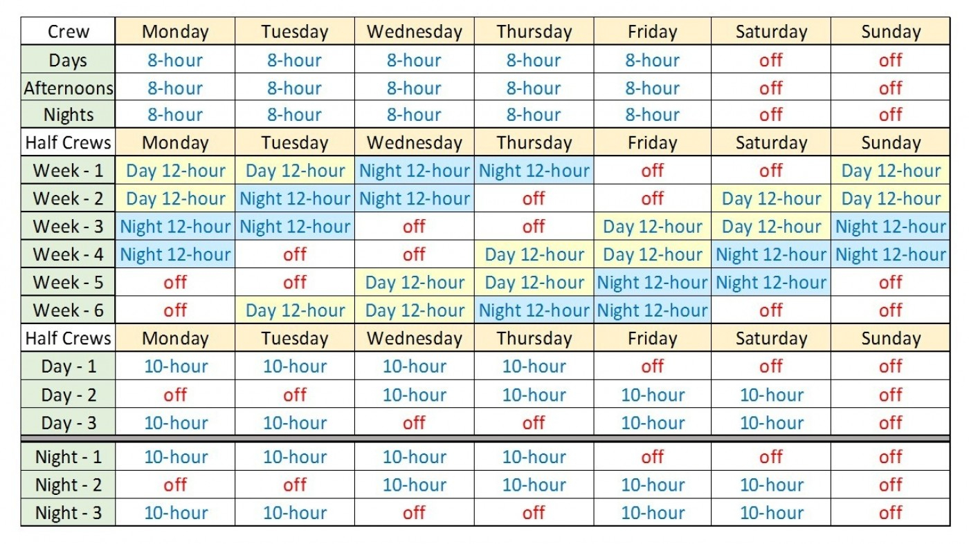 Printable 12 Hour Shift Schedule Example Calendar Printable