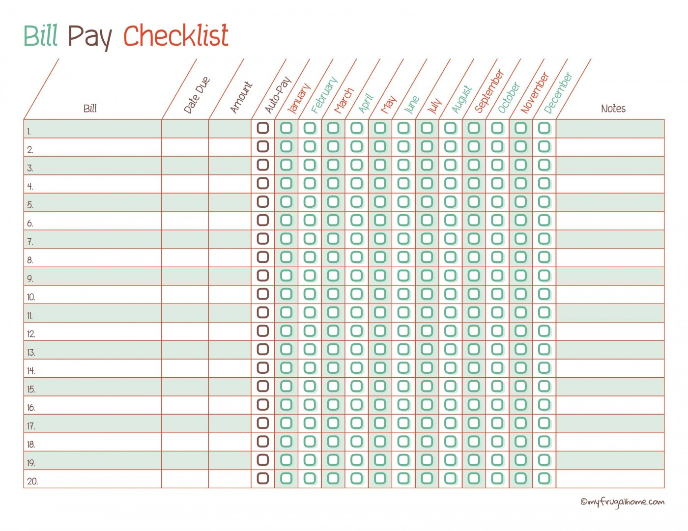 010 Editable Monthly Bill Organizer Template Excel Ideas