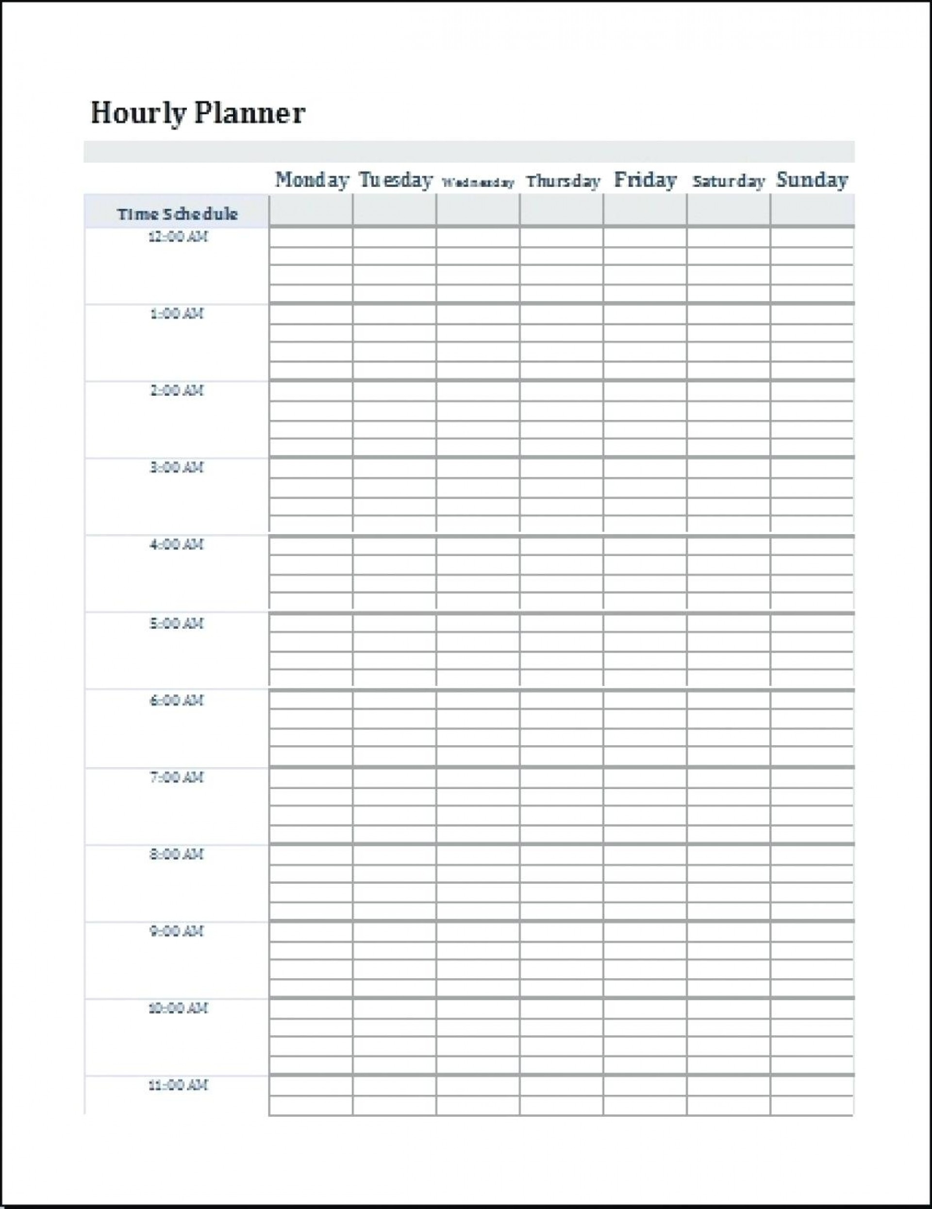 010 Template Ideas Weekly Hourly Schedule Calendar Excel