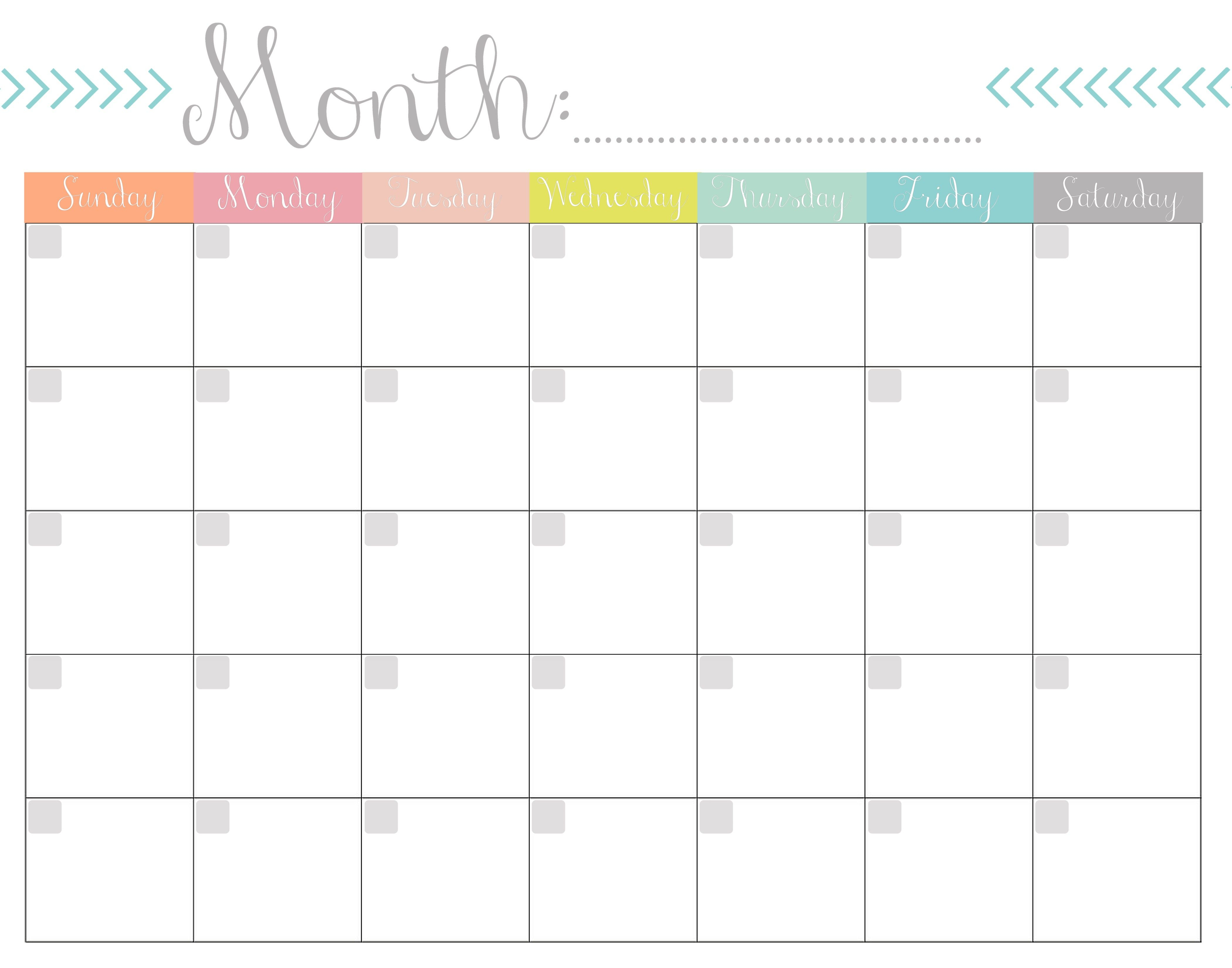 013 Blank Monthly Calendar Template Free Printable Templates