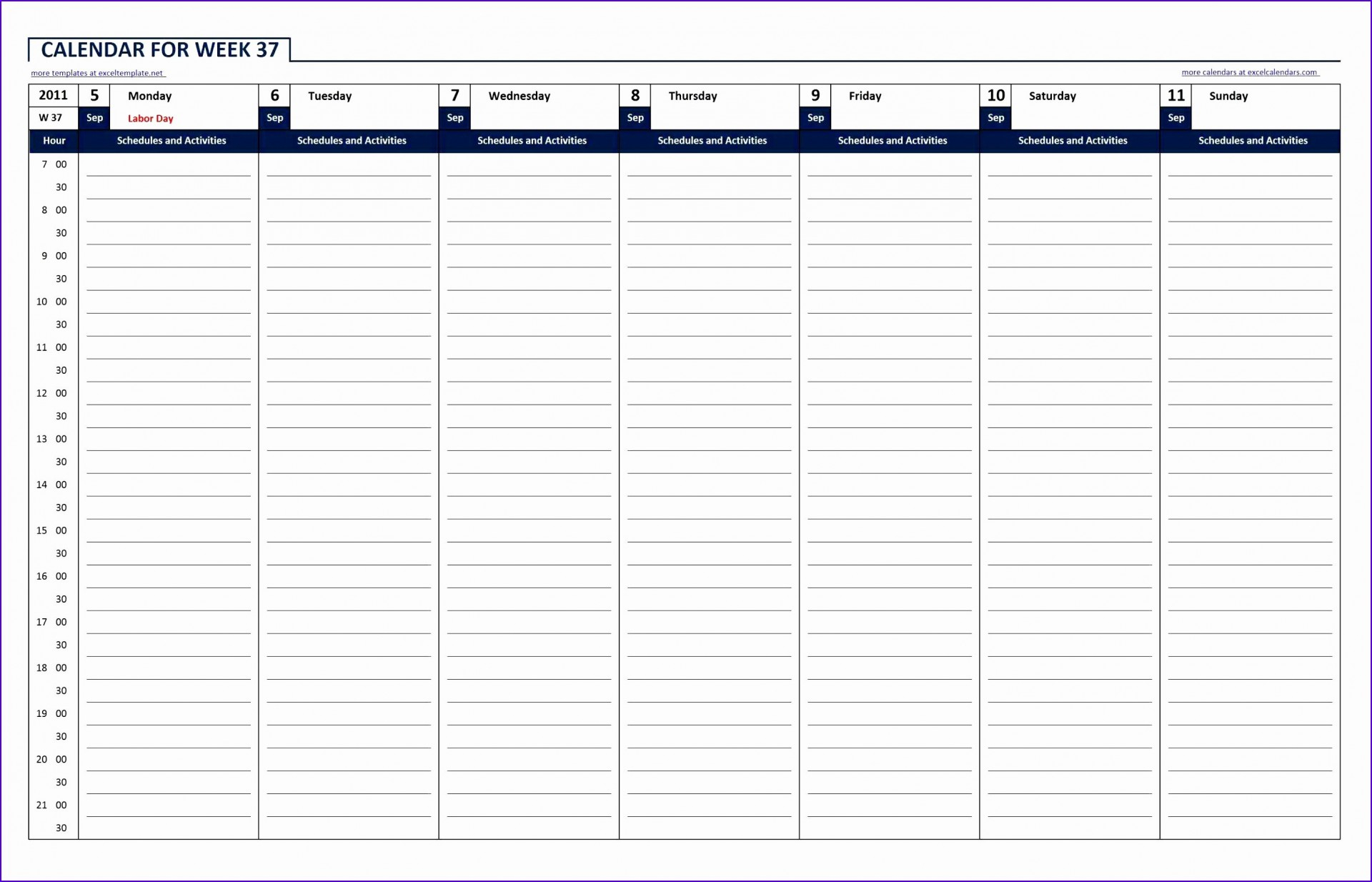 excel work week schedule template