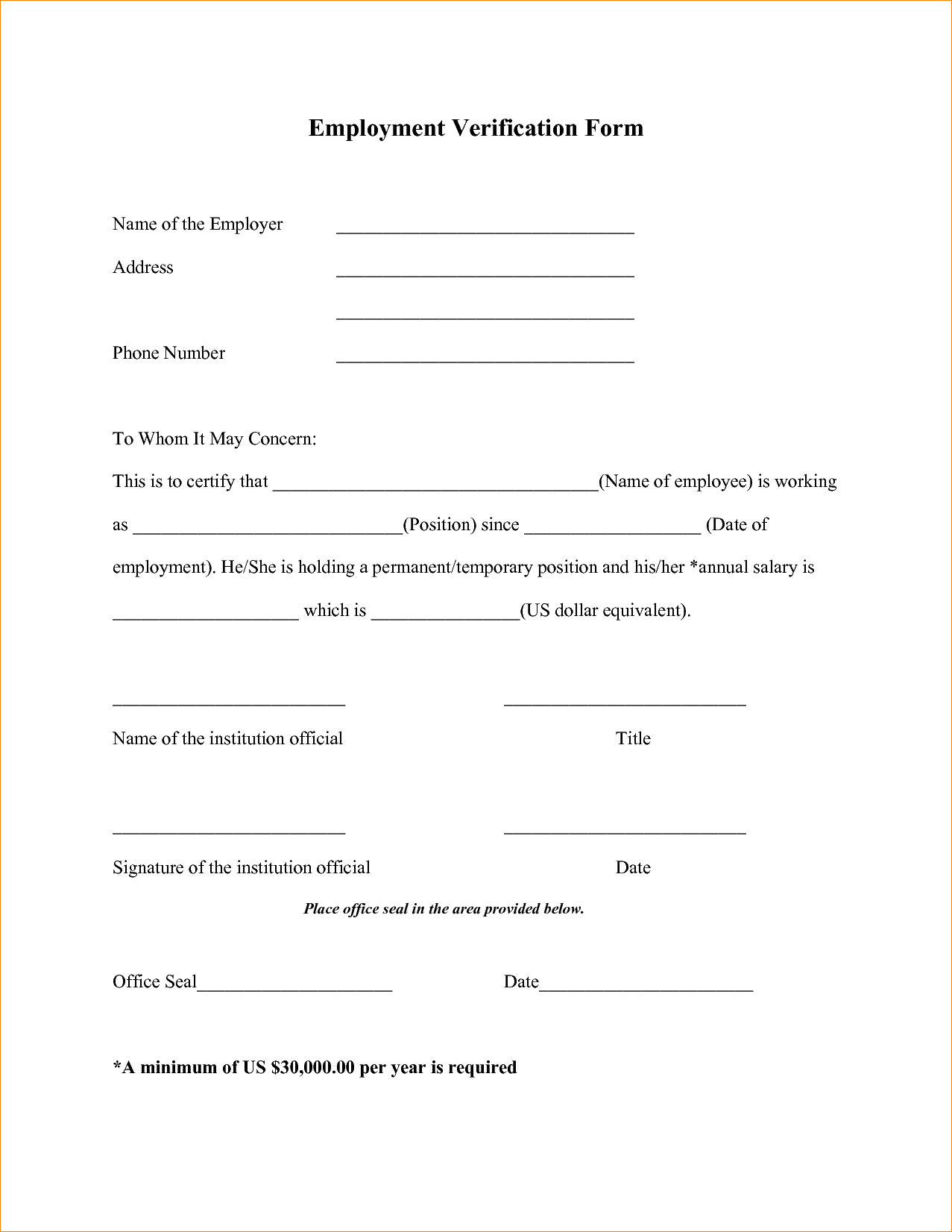 printable employment verification forms pdf example