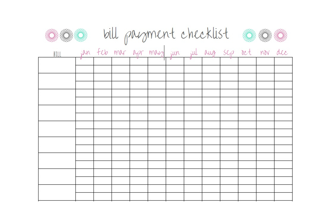 018 Bill Pay Checklist Template Calendar Best Ideas Free