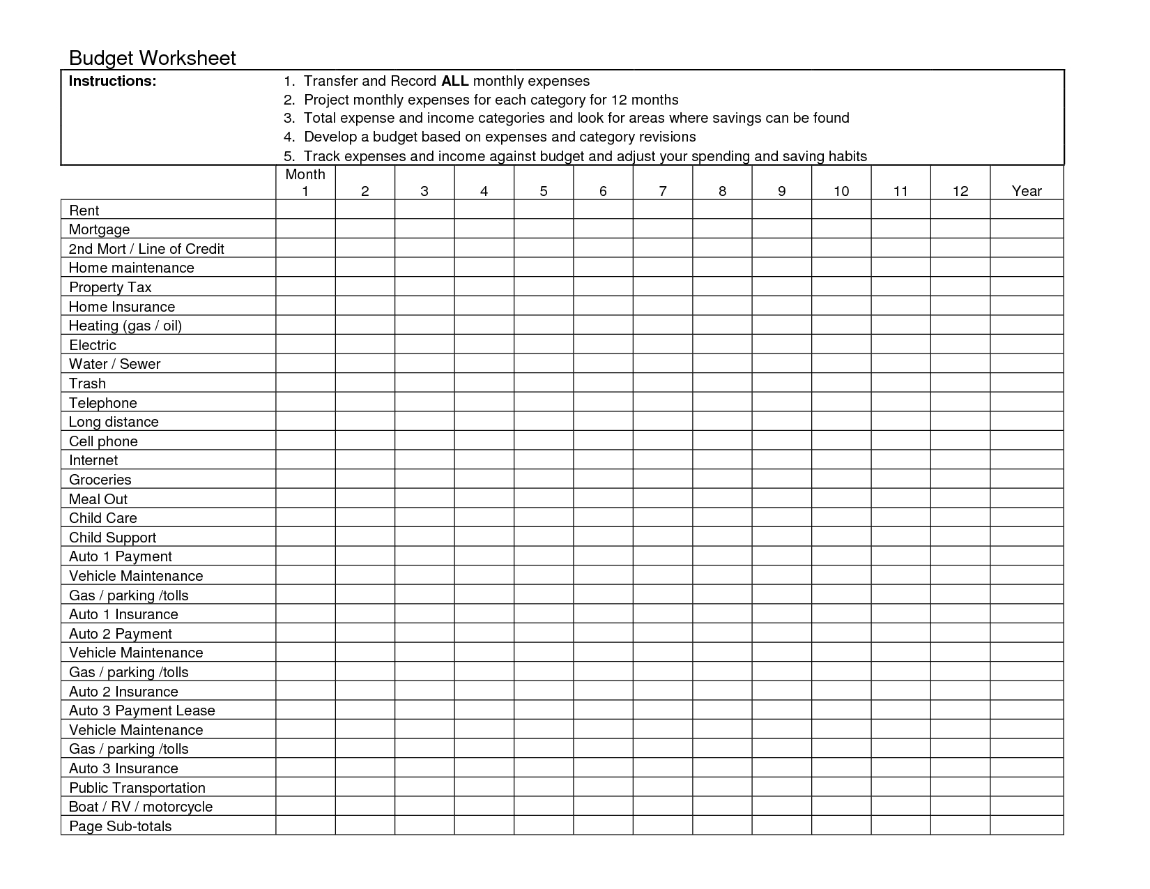 021 Template Ideas Free Printable Monthly Household Budget