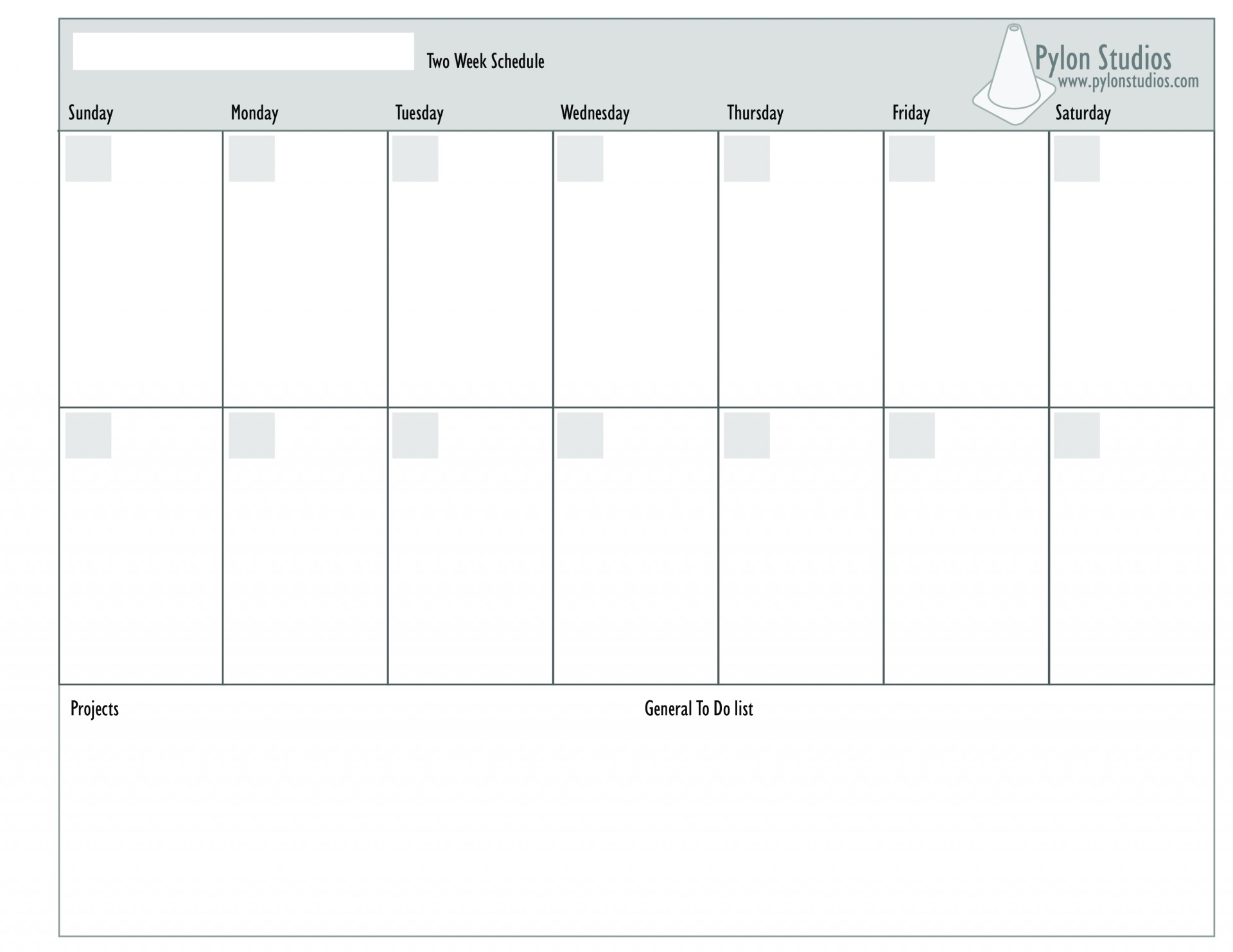 Two Week Schedule Template