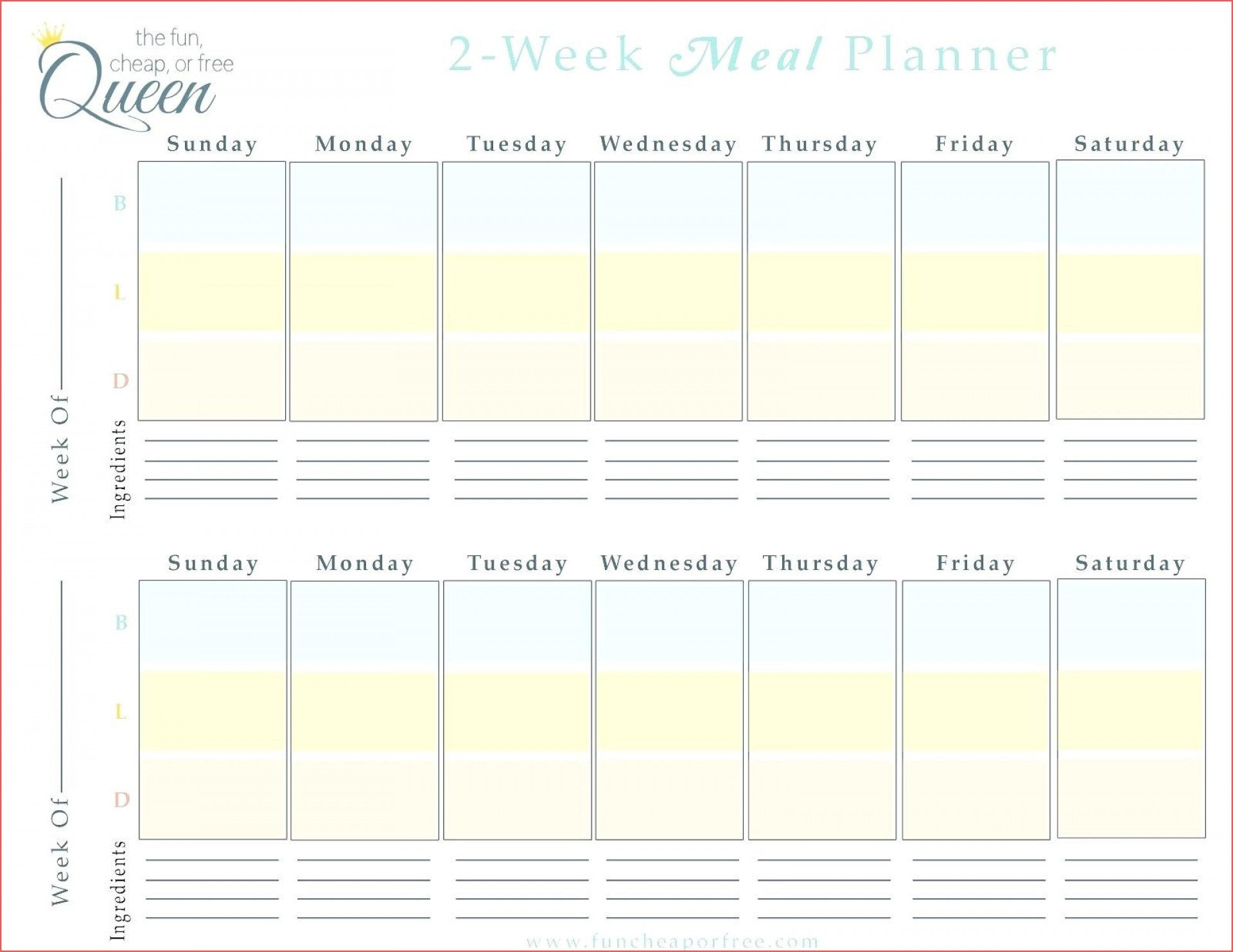 Two Week Schedule Template Example Calendar Printable