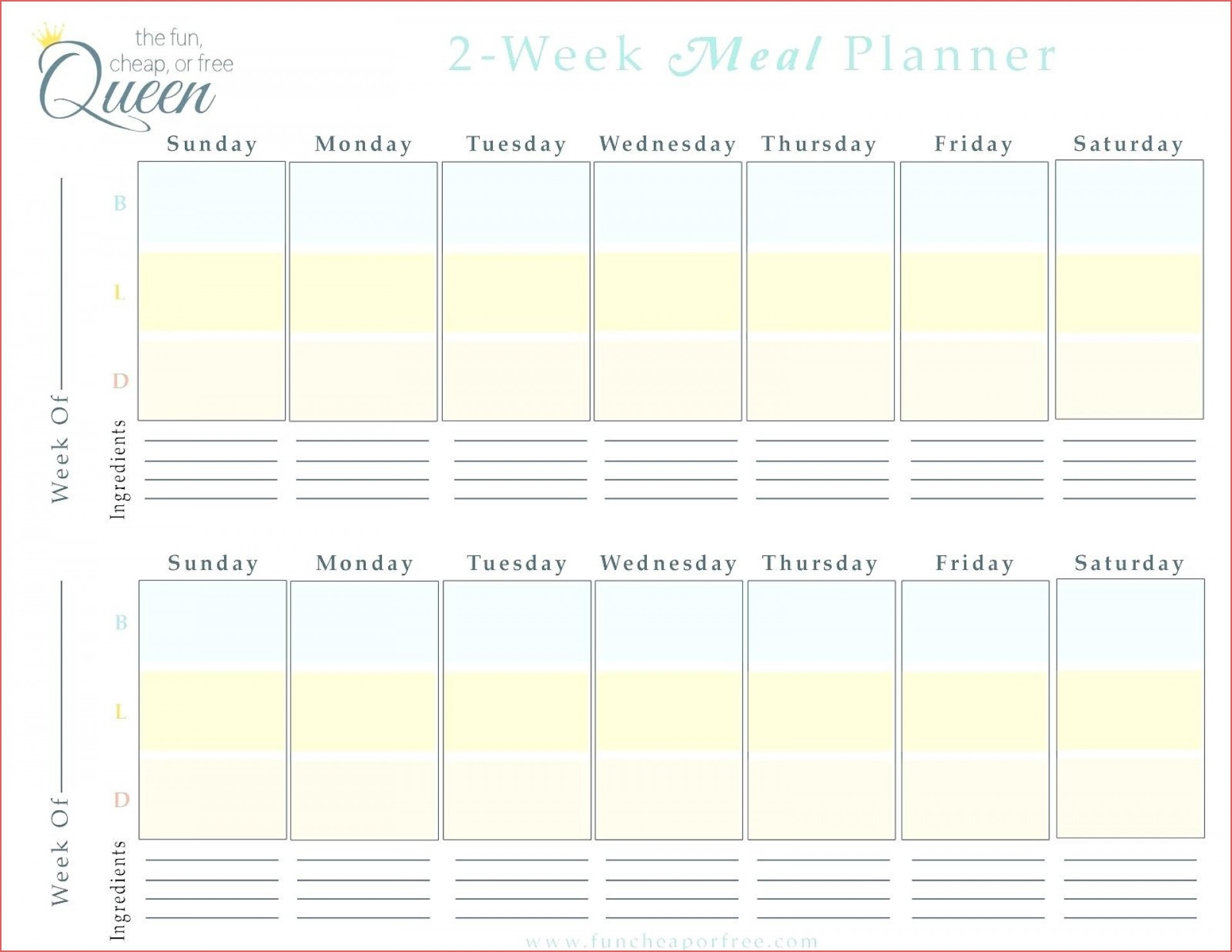 Two Week Calendar Template Google Docs