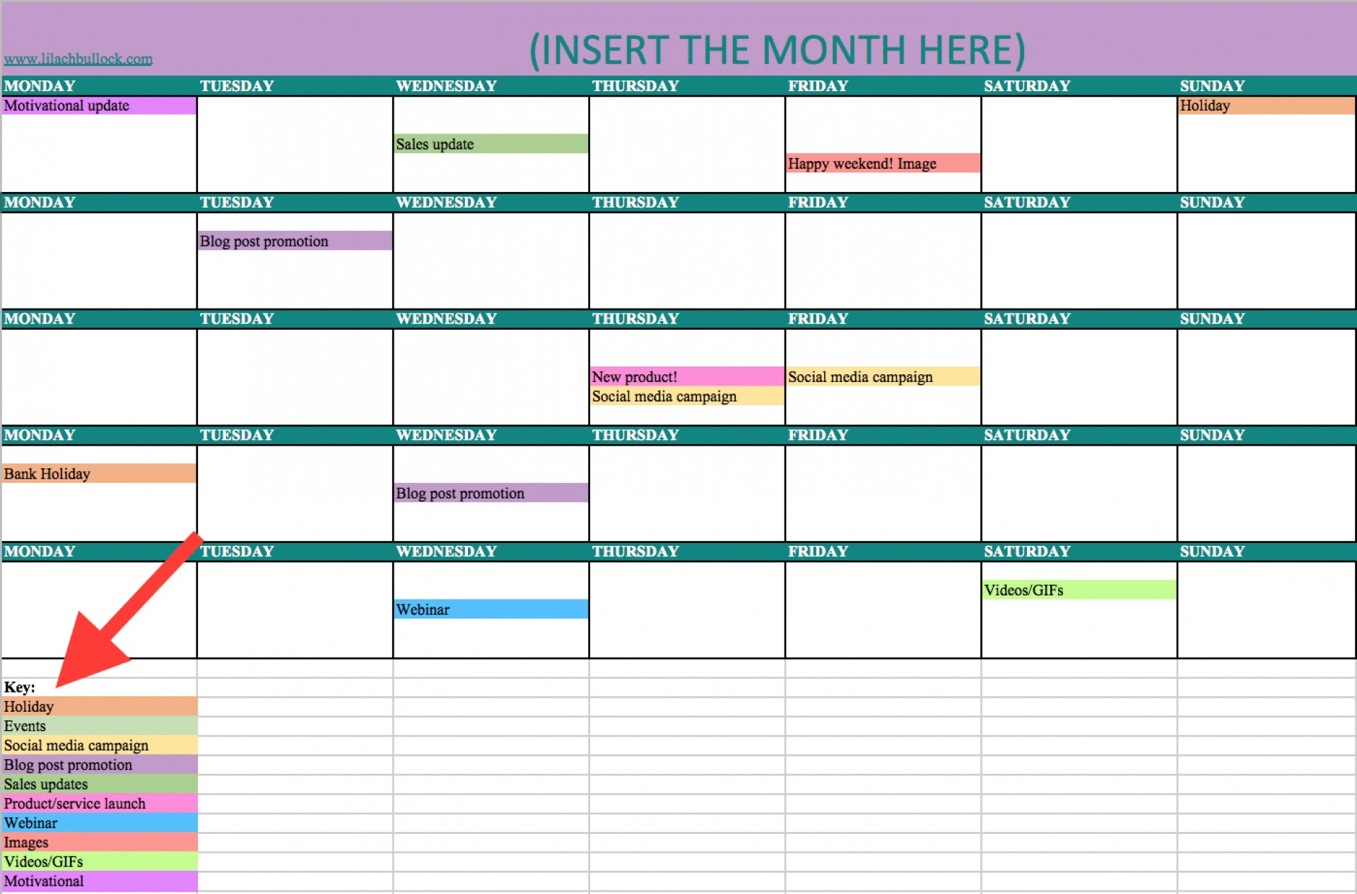 Social Media Posting Schedule Template Example Calendar Printable