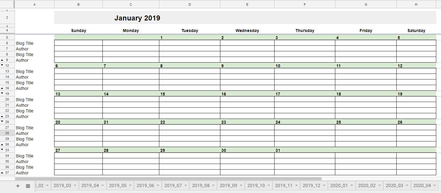 025 Free Editorial Calendar In Google Sheets January Monthly