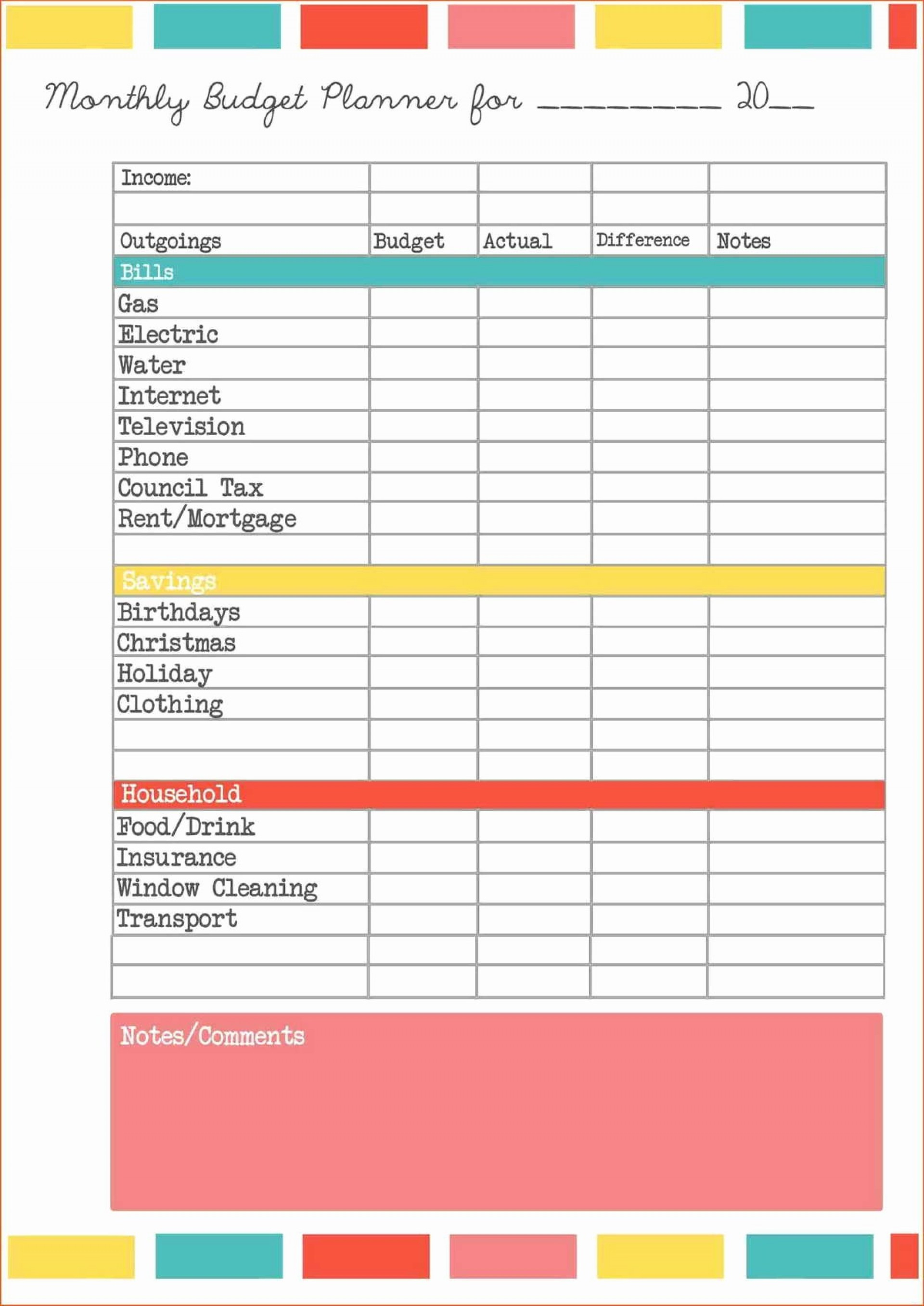 027 Free Monthly Budget Template Printable Calendar